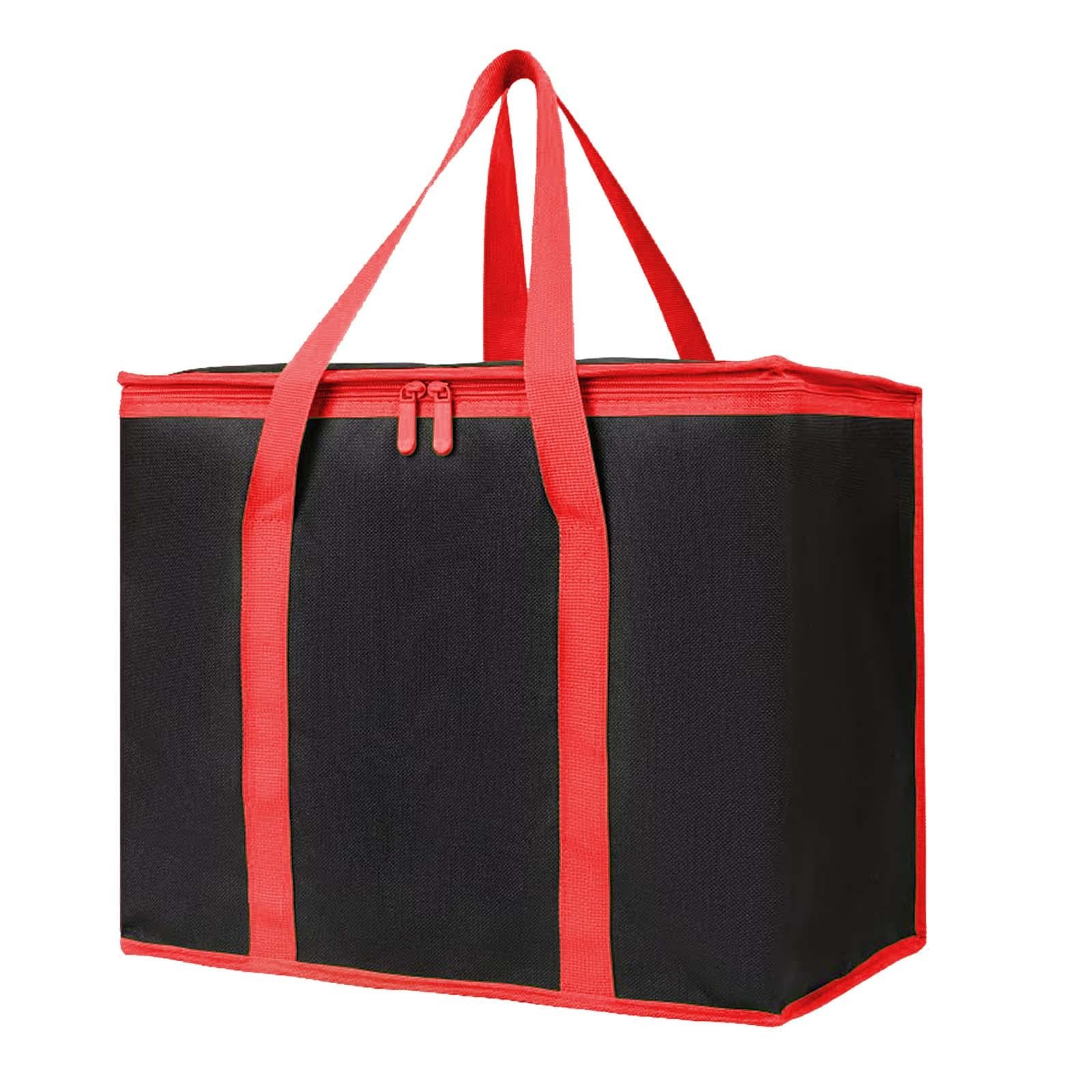 Insulated Cooler Bag Reusable Grocery Shopping Bag for Office Picnic Camping Red