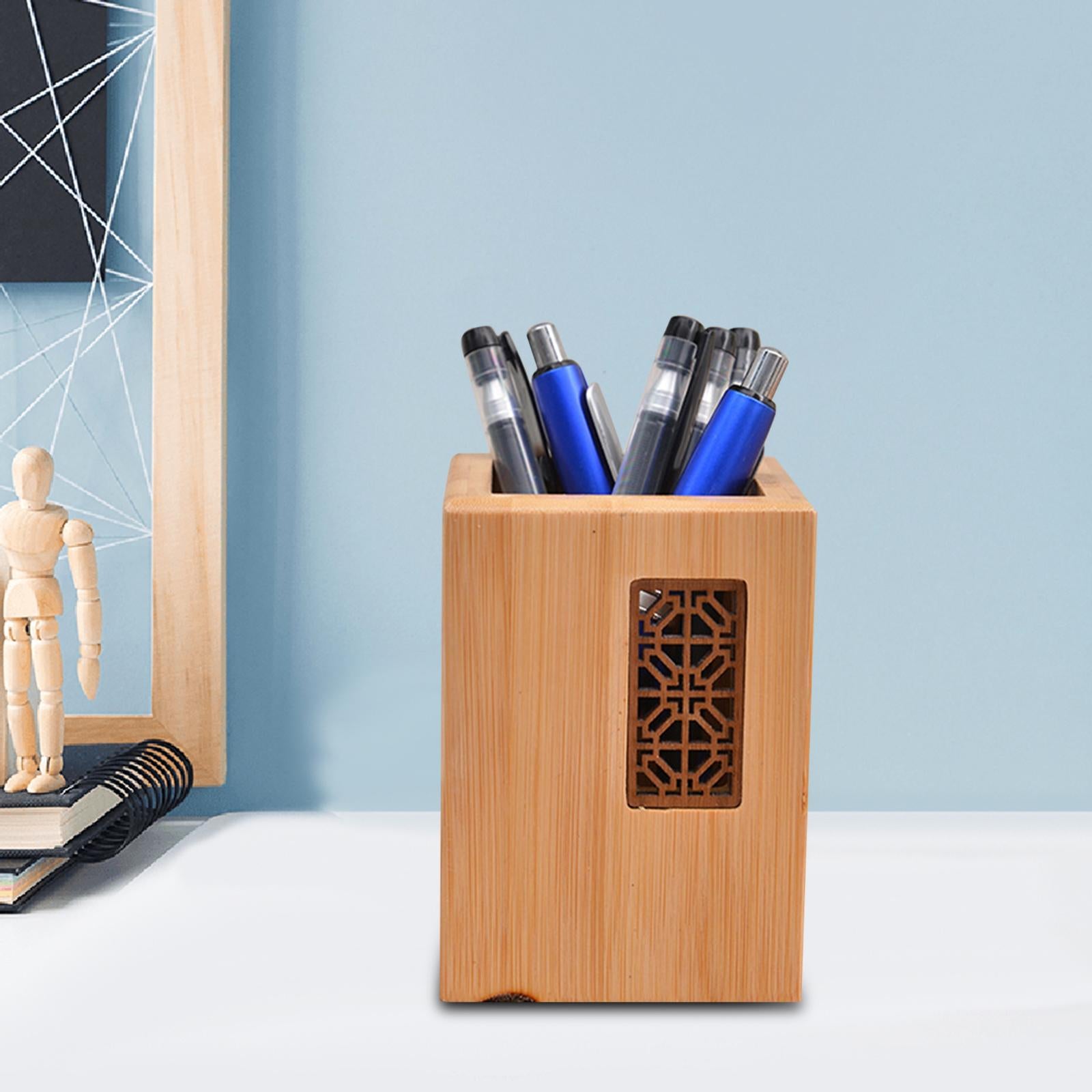 Pencil Display Stand Desk Organizer Table Classroom Office Wooden Pen Holder