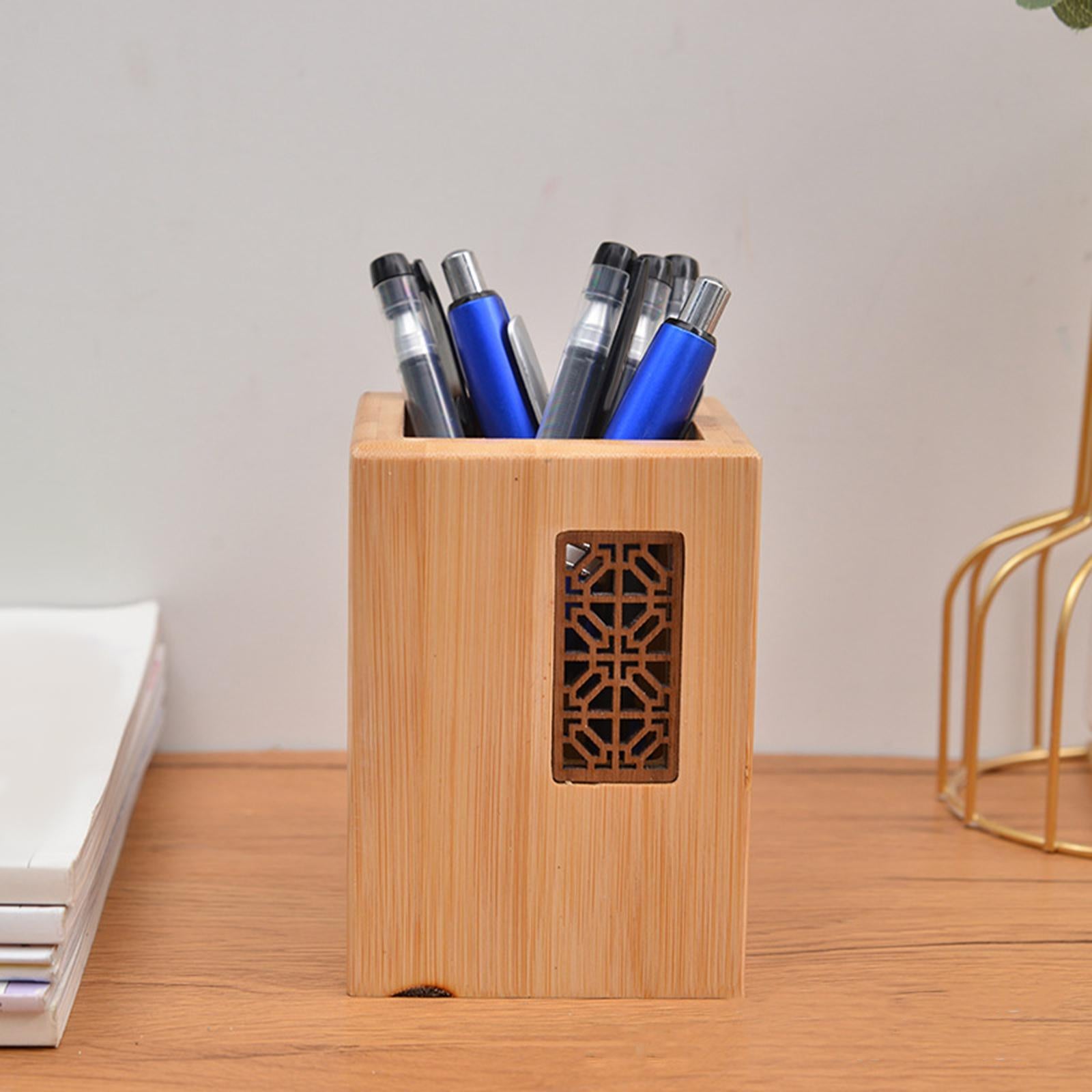 Pencil Display Stand Desk Organizer Table Classroom Office Wooden Pen Holder