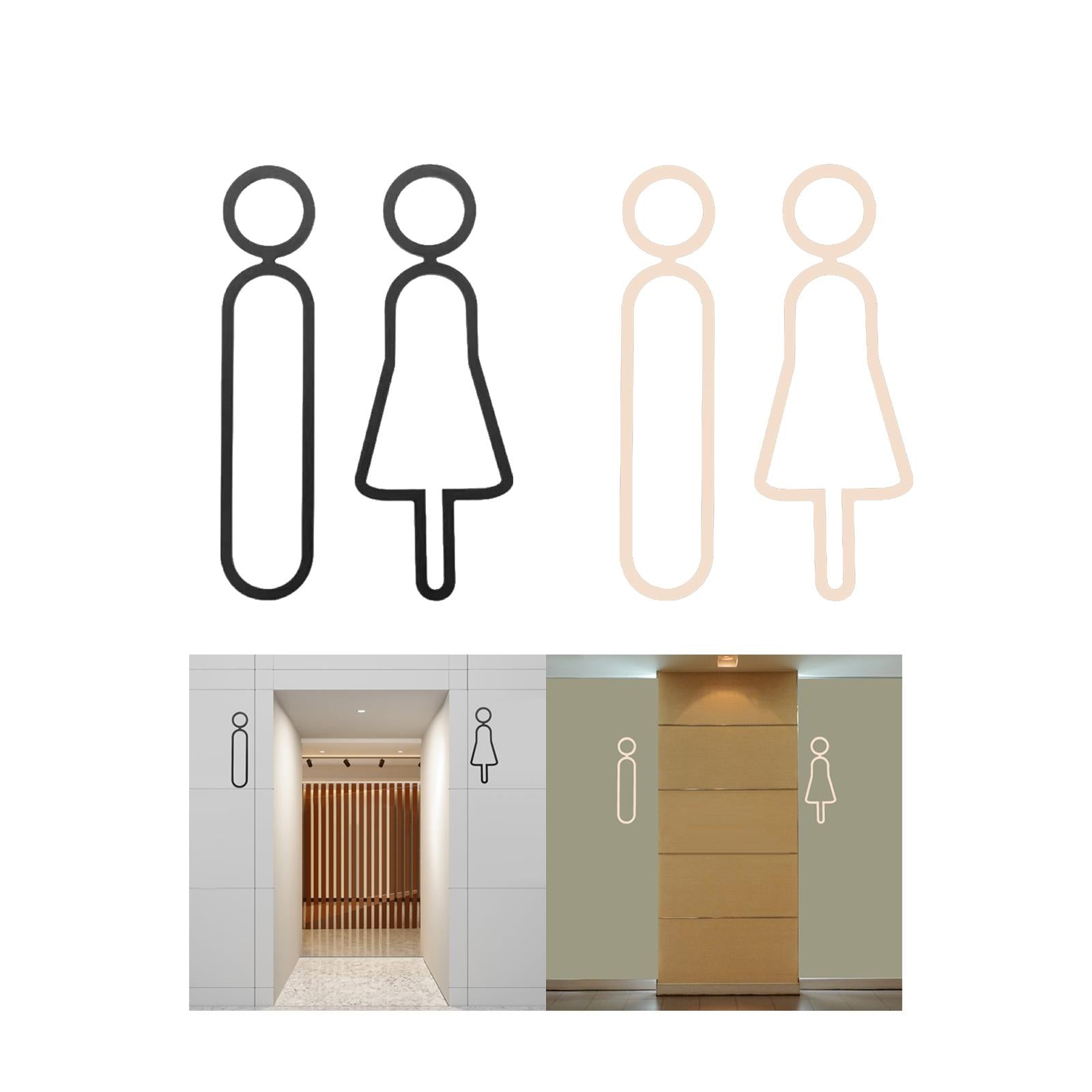 2x Toilet Signs Wall Door Signage Modern Decorations Acrylic Toilet Door Sign Black