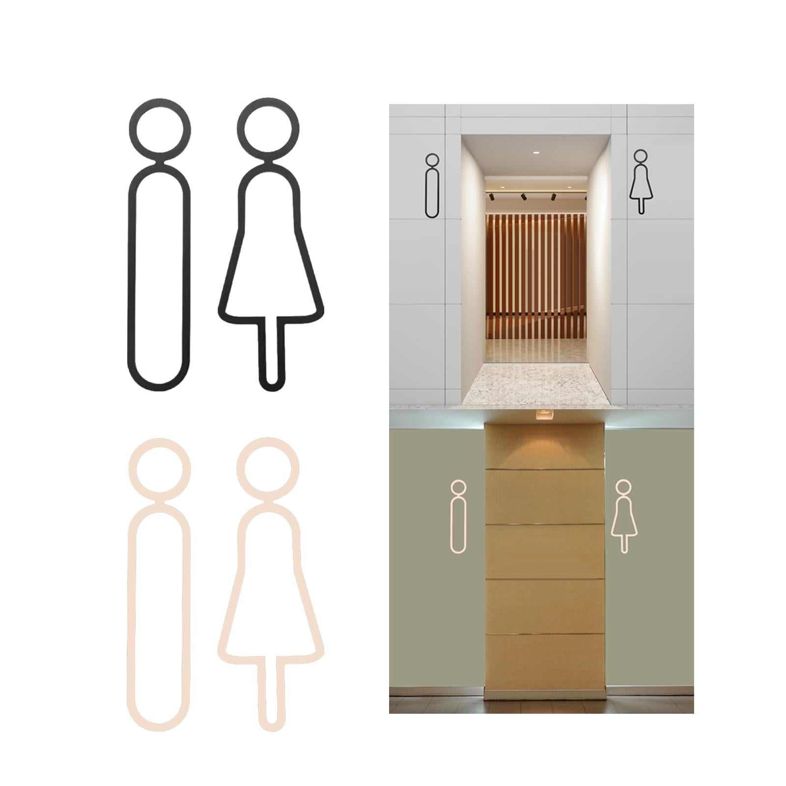 2x Toilet Signs Wall Door Signage Modern Decorations Acrylic Toilet Door Sign Black