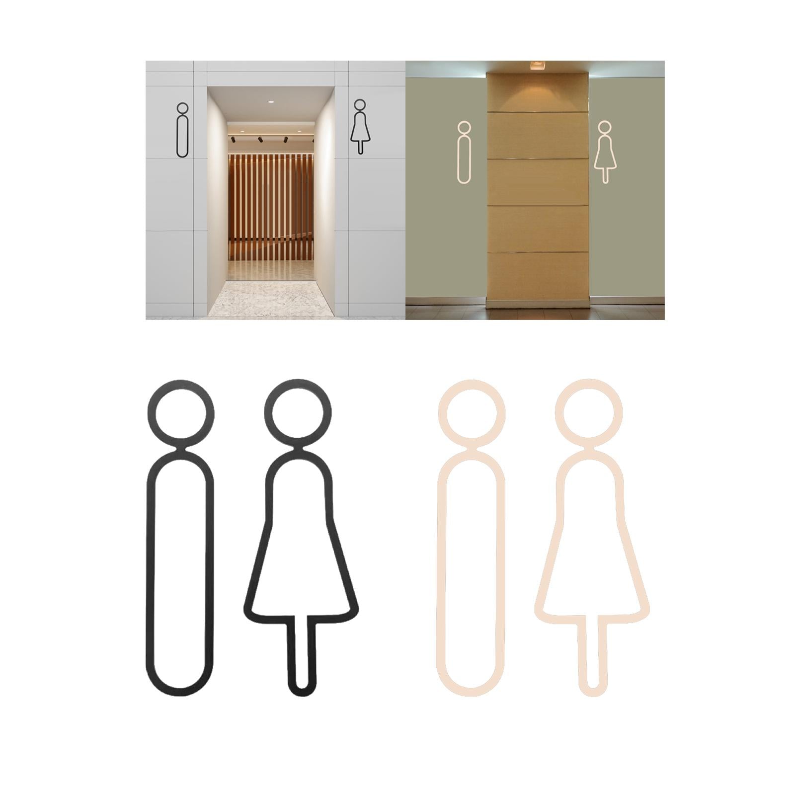 2x Toilet Signs Wall Door Signage Modern Decorations Acrylic Toilet Door Sign Black