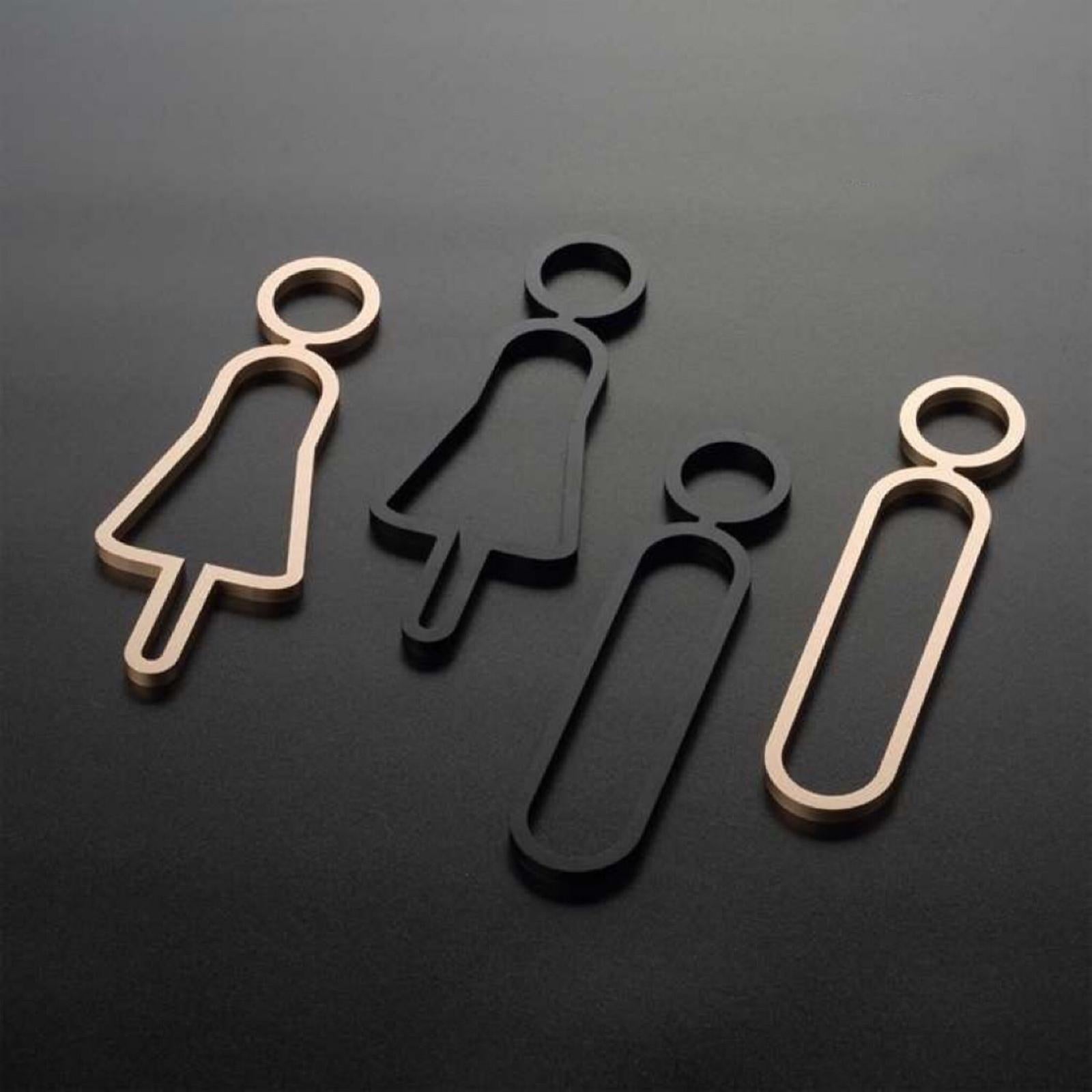 2x Toilet Signs Wall Door Signage Modern Decorations Acrylic Toilet Door Sign Black