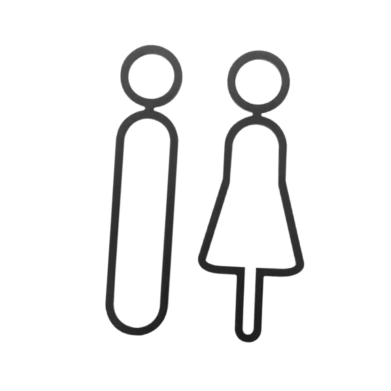 2x Toilet Signs Wall Door Signage Modern Decorations Acrylic Toilet Door Sign Black