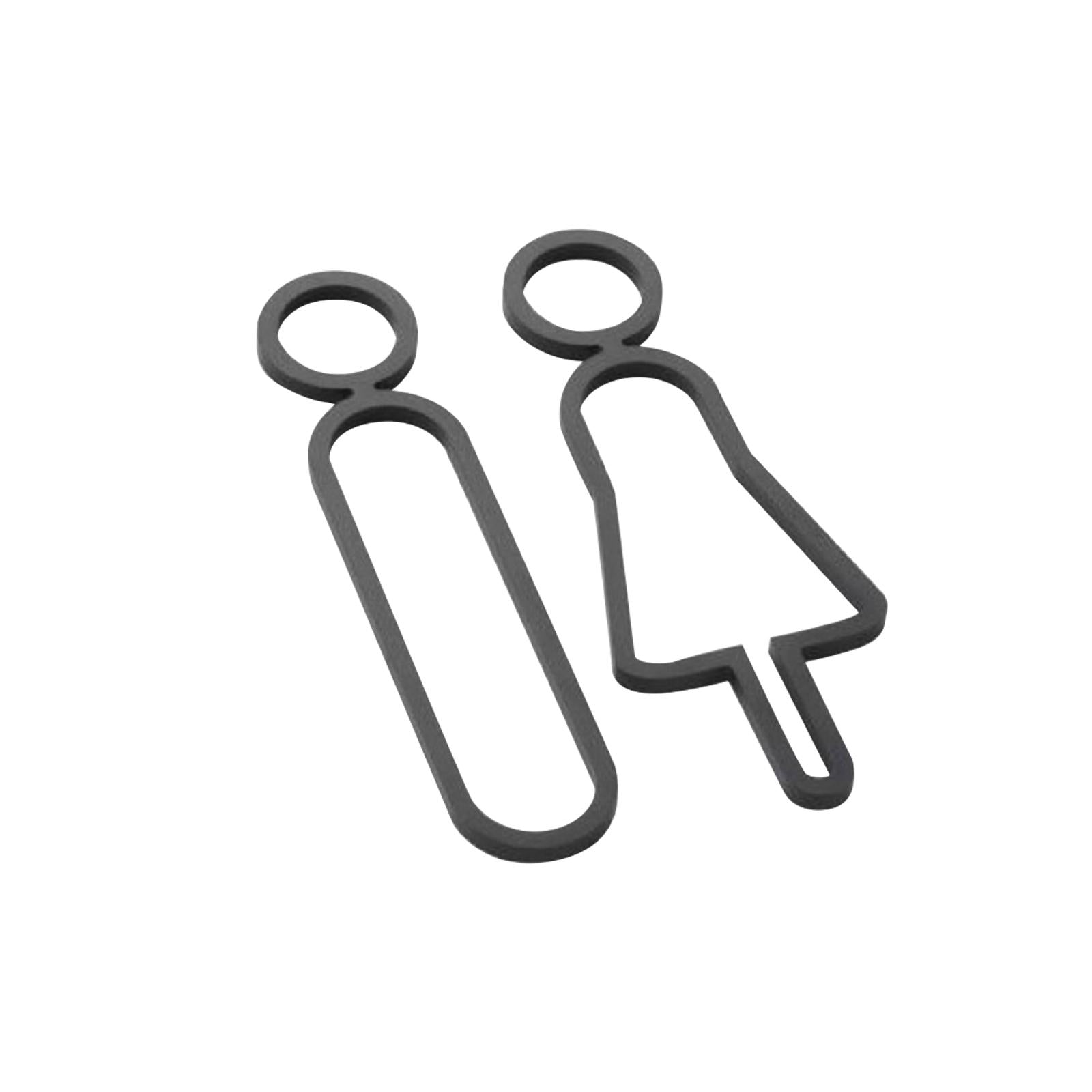 2x Toilet Signs Wall Door Signage Modern Decorations Acrylic Toilet Door Sign Black