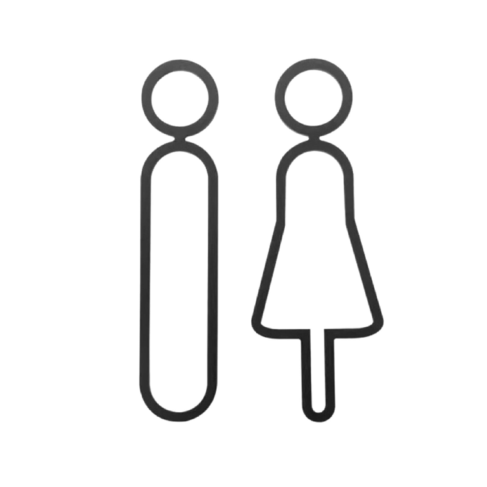 2x Toilet Signs Wall Door Signage Modern Decorations Acrylic Toilet Door Sign Black