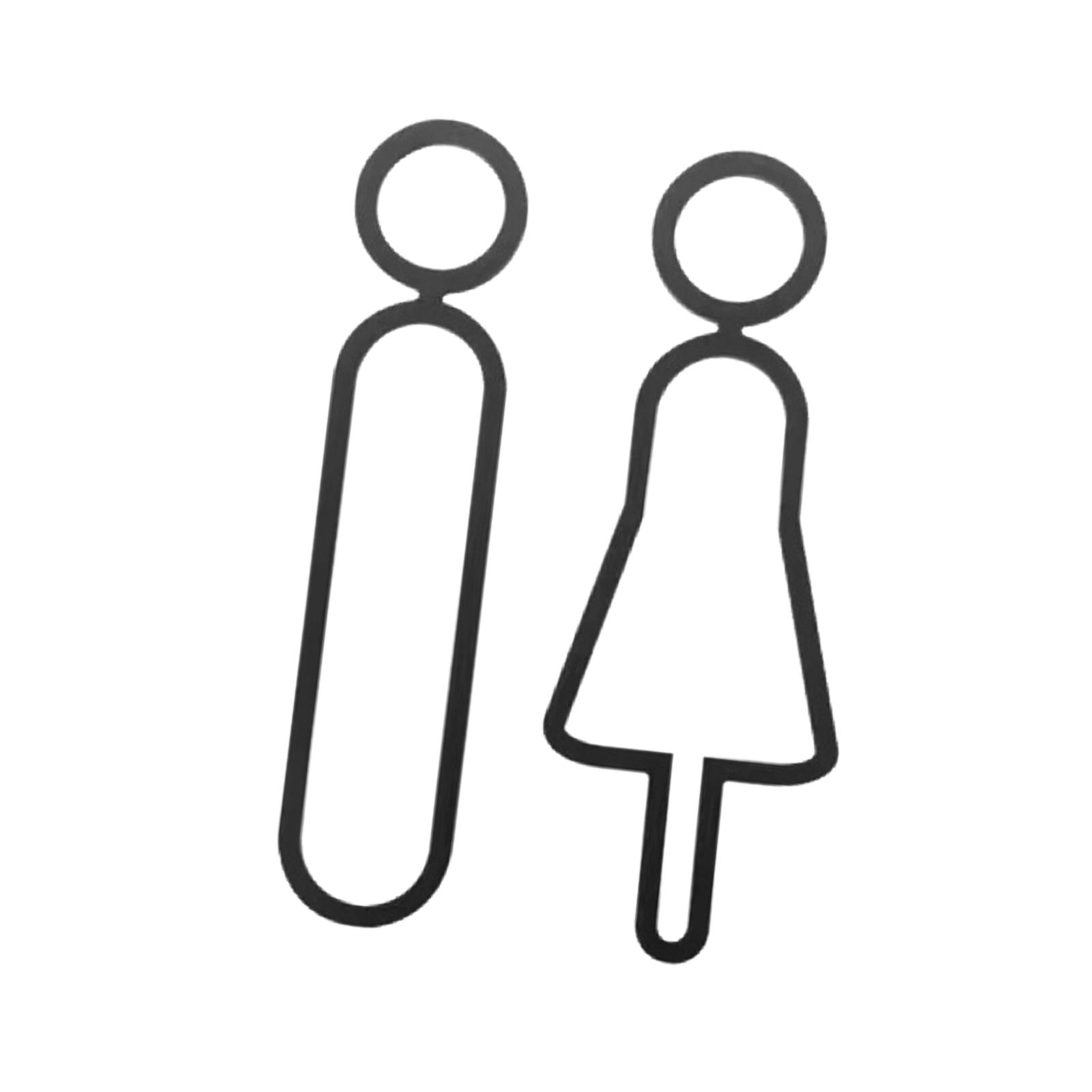 2x Toilet Signs Wall Door Signage Modern Decorations Acrylic Toilet Door Sign Black