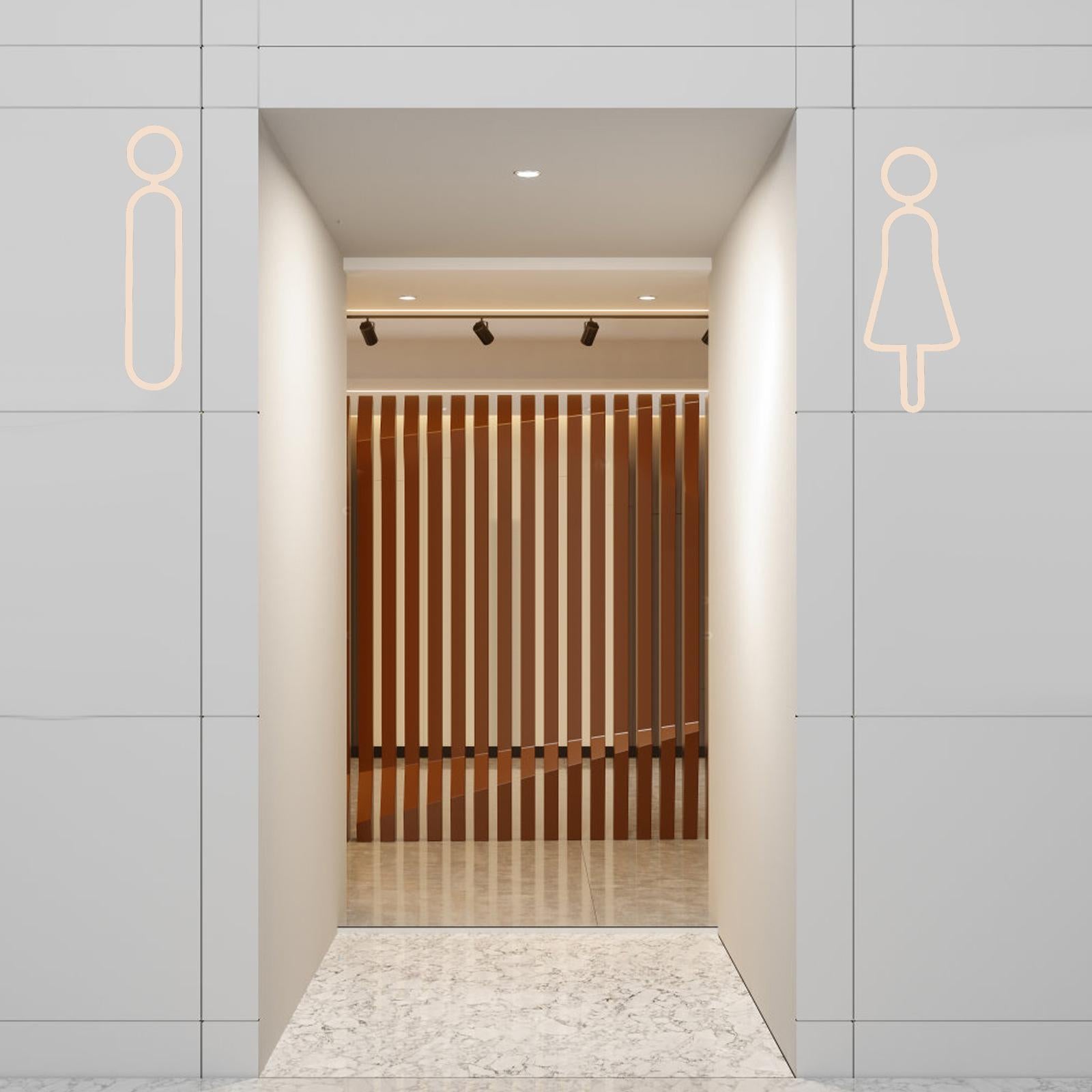 2x Toilet Signs Wall Door Signage Modern Decorations Acrylic Toilet Door Sign Gold