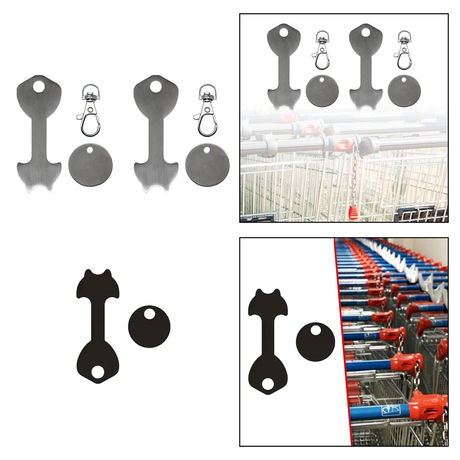 Shopping Trolley Tokens Portable DIY Collection Decor Removable Keyring Hook 2 Pieces