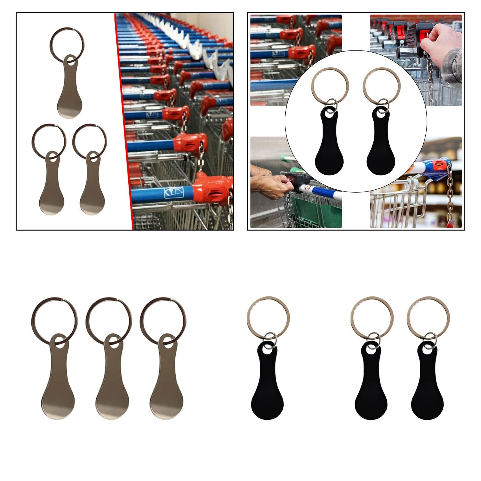 Shopping Trolley Tokens Metal Removable Stable Decorative Portable Key Rings 3 Pieces