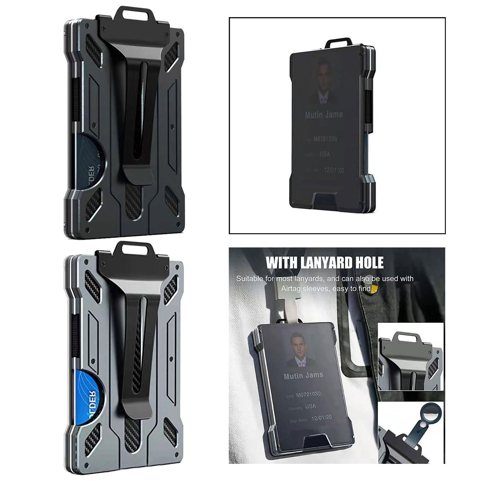 Aluminum Alloy Slim Wallet Credit Card Holder Case Money Clip for Men Black