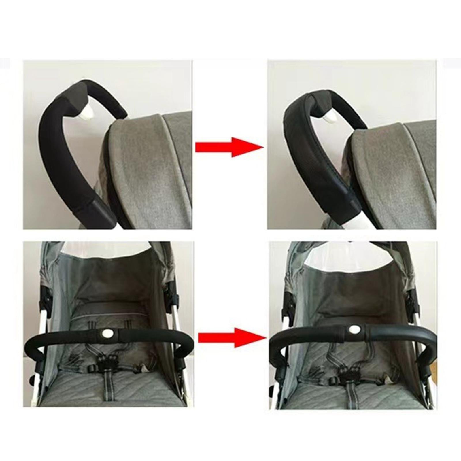 Baby Stroller Armrest Cover PU Leather Easy to Install for Bar Pram Suitcase Brown