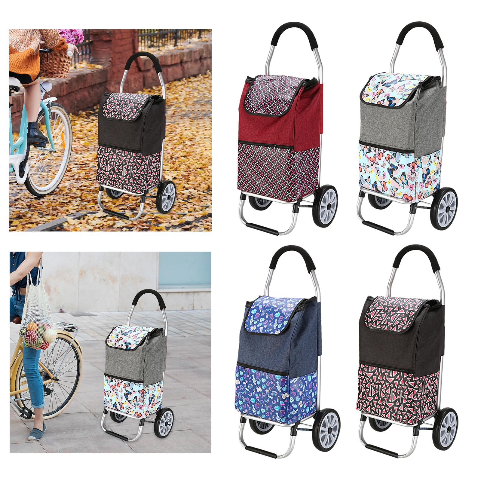 Luggage Trolley Cart Foldable Shopping Cart for Groceries for Transportation red