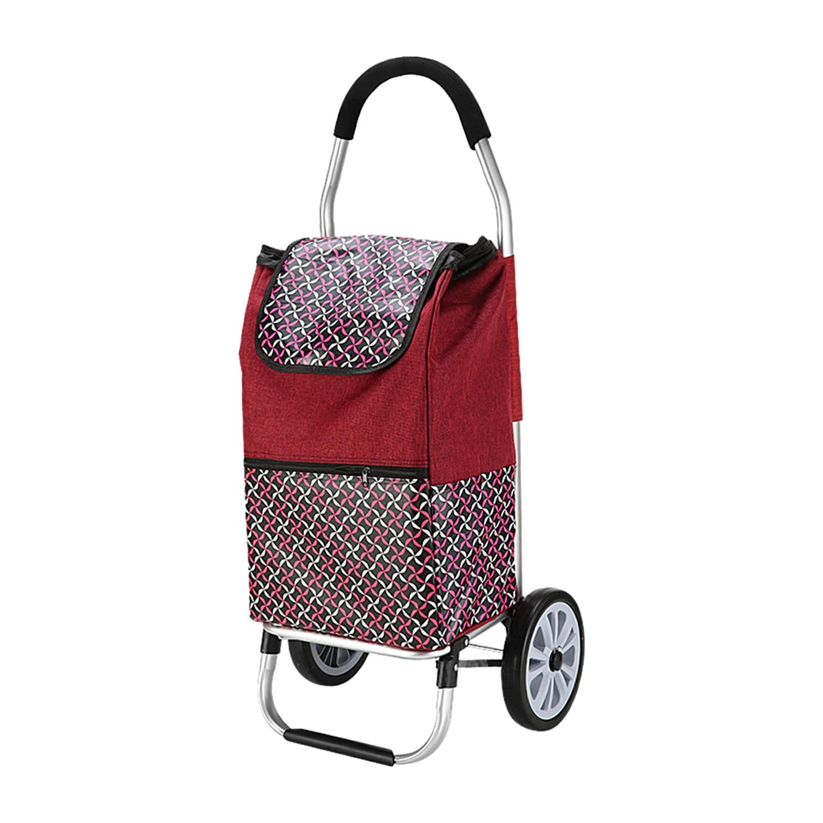 Luggage Trolley Cart Foldable Shopping Cart for Groceries for Transportation red