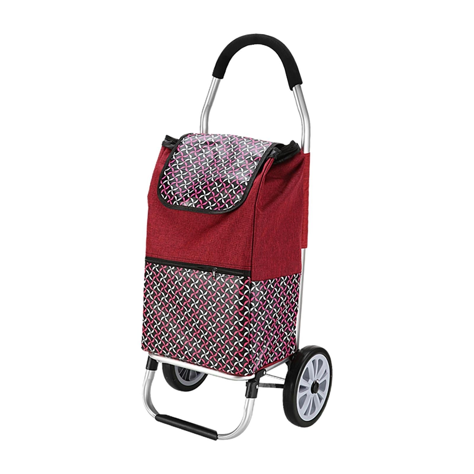 Luggage Trolley Cart Foldable Shopping Cart for Groceries for Transportation red
