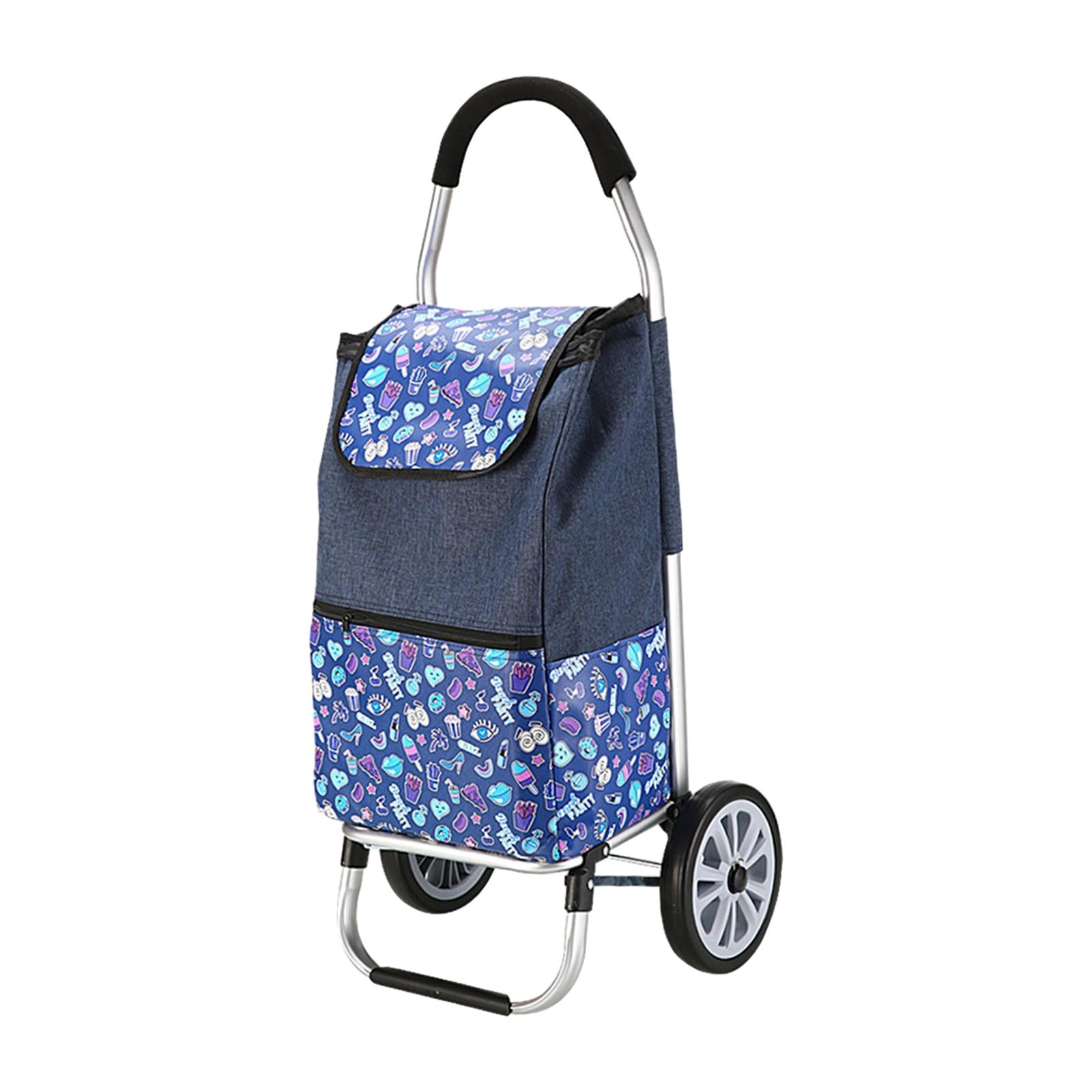 Luggage Trolley Cart Foldable Shopping Cart for Groceries for Transportation blue