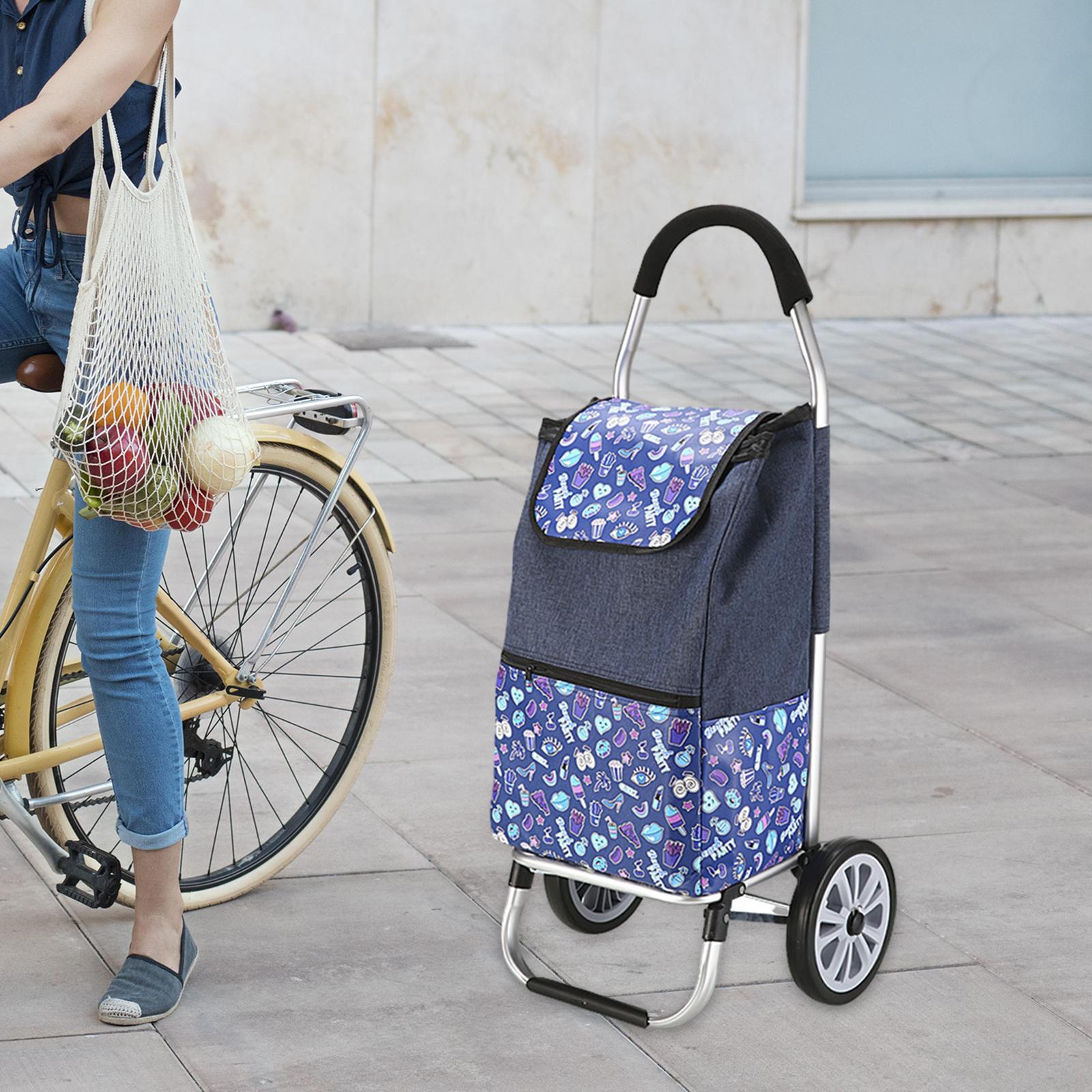 Luggage Trolley Cart Foldable Shopping Cart for Groceries for Transportation blue