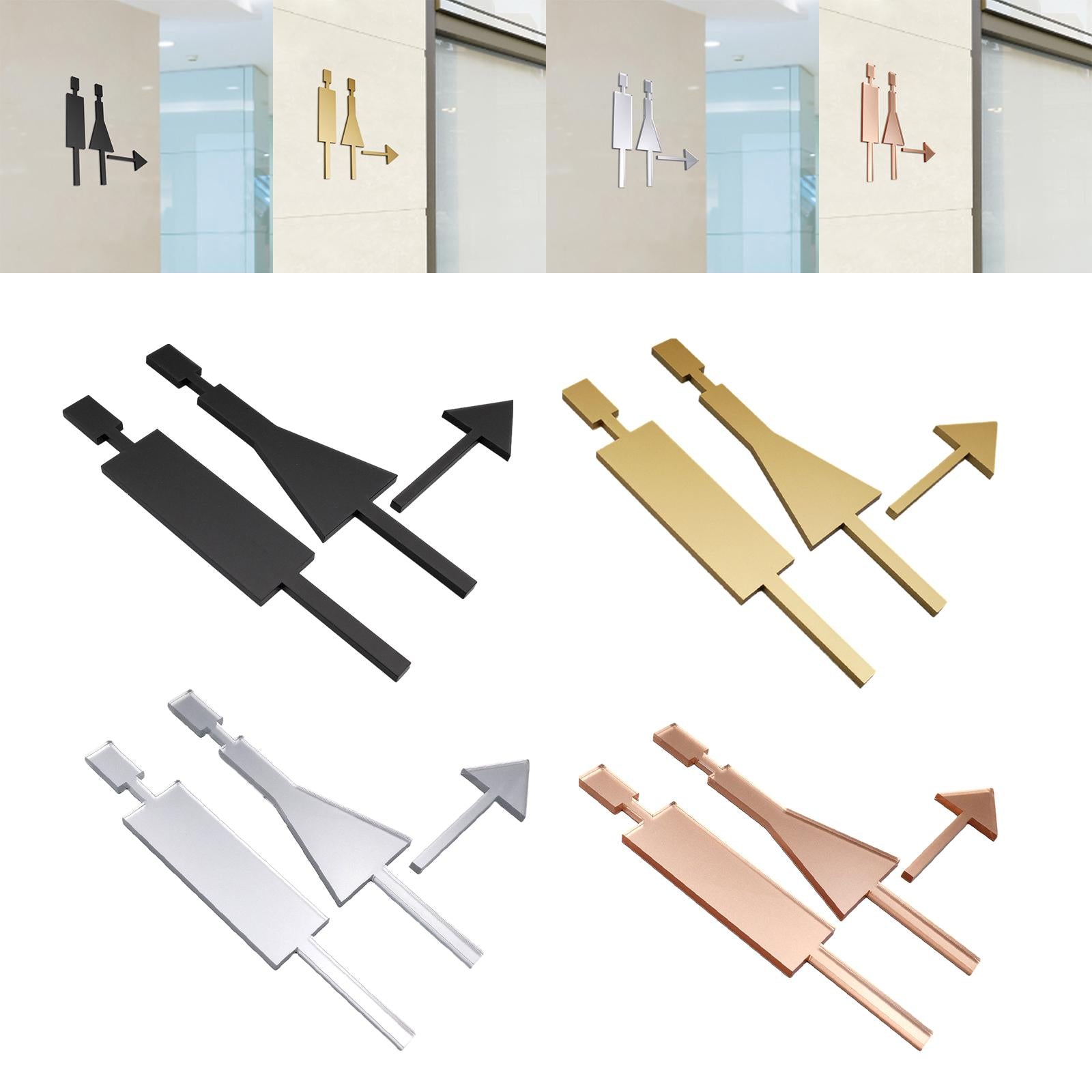 Bathroom Door Signage Decor Simple Restroom Signage for Commercial Bar Store Black