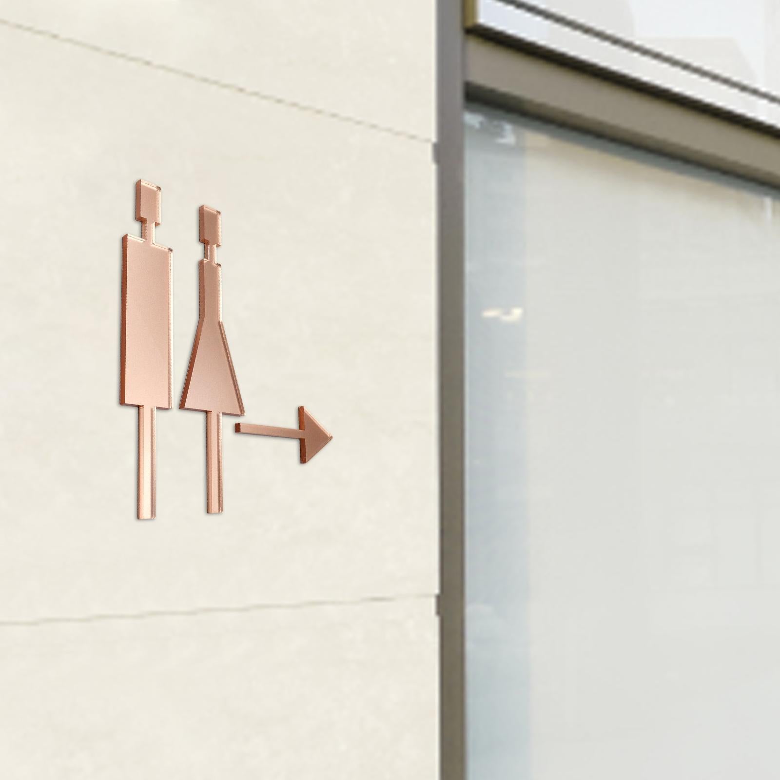 Bathroom Door Signage Decor Simple Restroom Signage for Commercial Bar Store Rose Gold