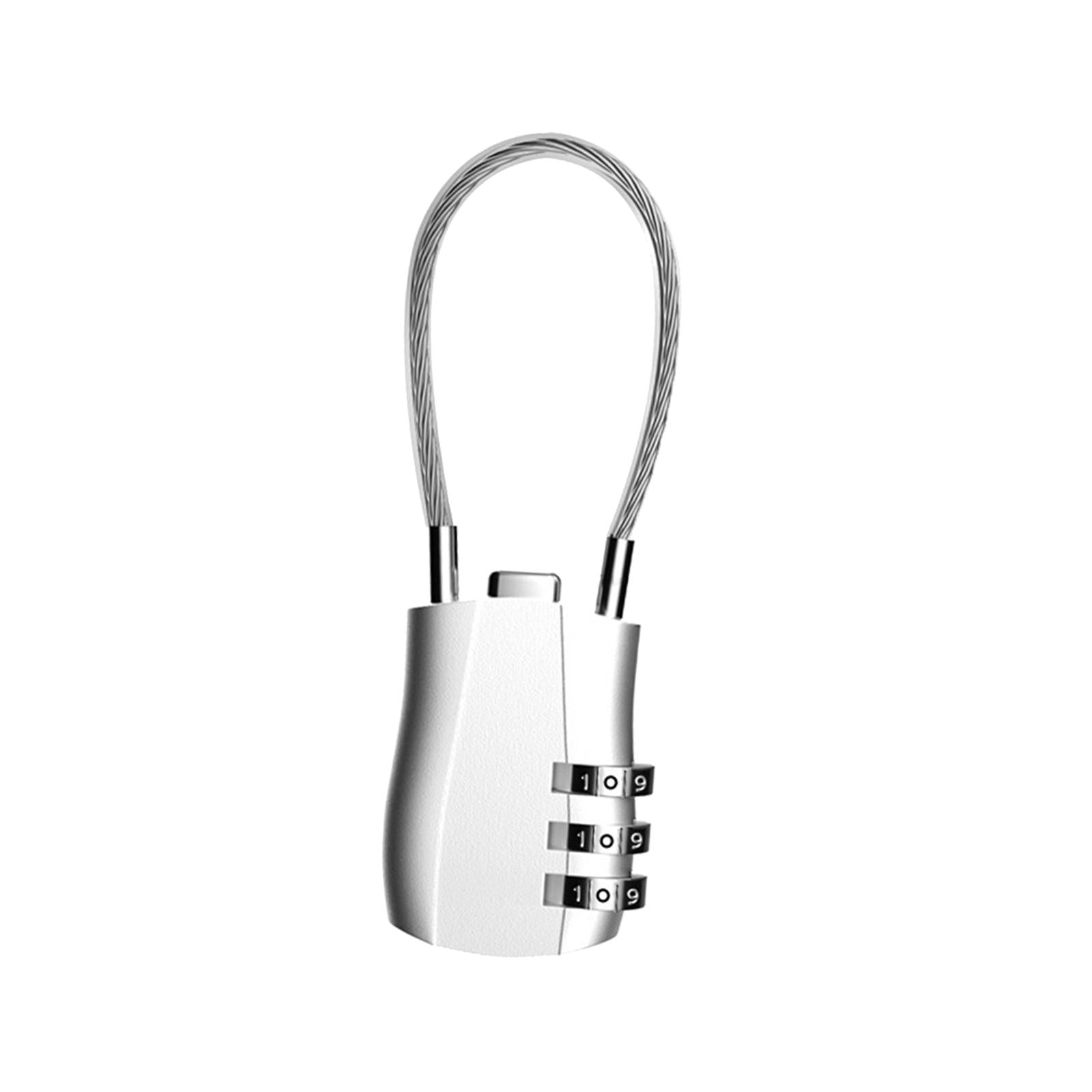 3 Digit Combination Lock Metal Cable Password Lock for Cabinets Bags Luggage gray