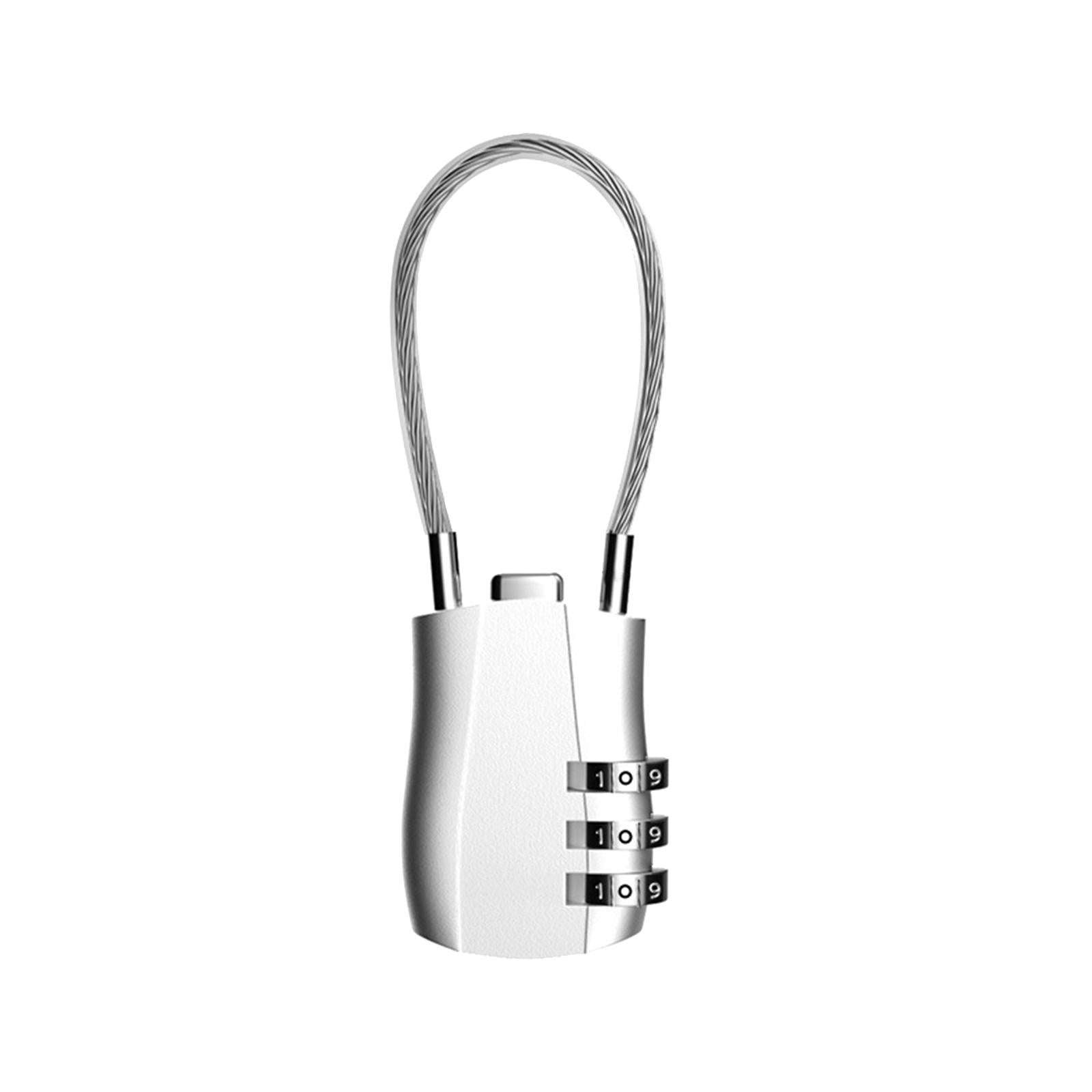 3 Digit Combination Lock Metal Cable Password Lock for Cabinets Bags Luggage gray
