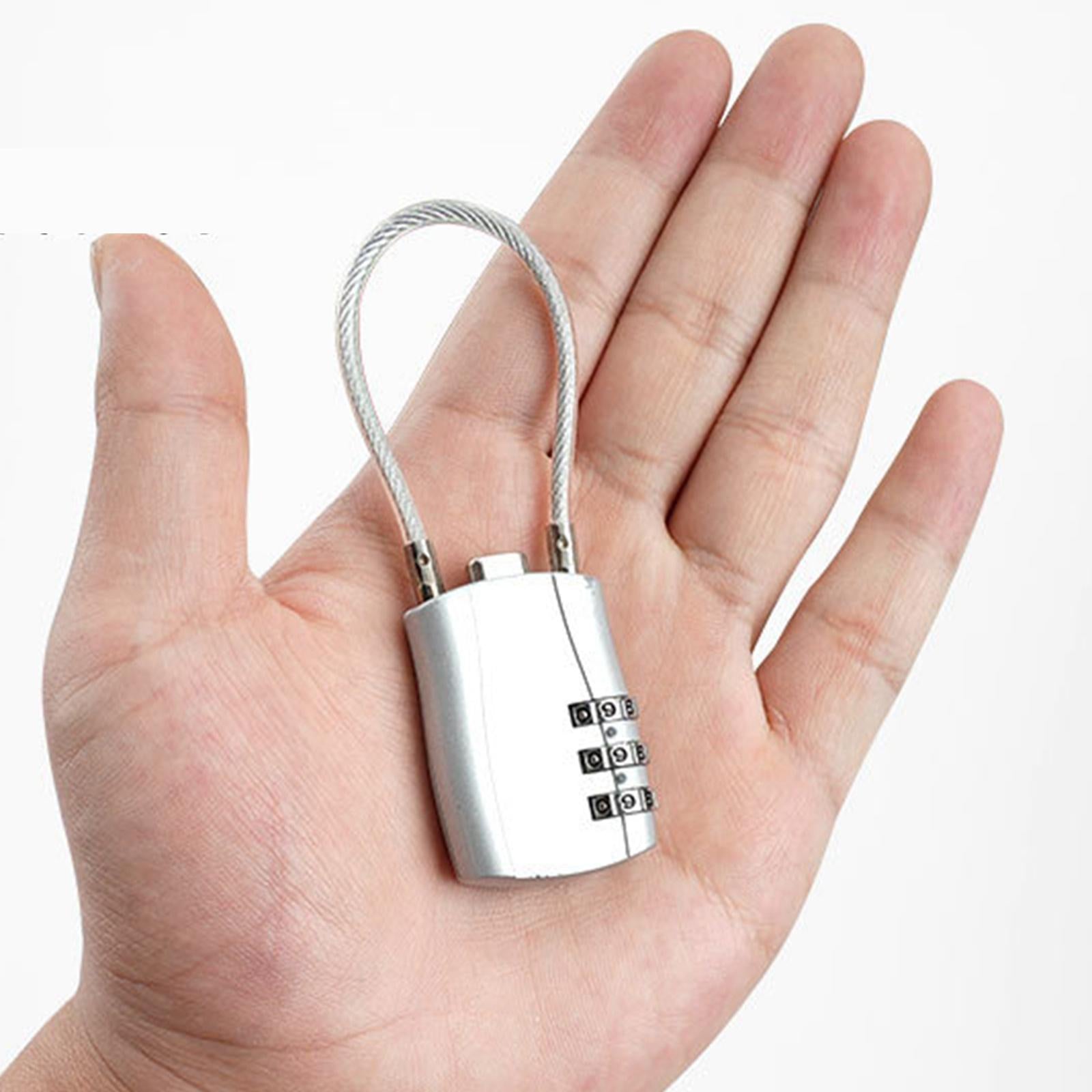 3 Digit Combination Lock Metal Cable Password Lock for Cabinets Bags Luggage gray