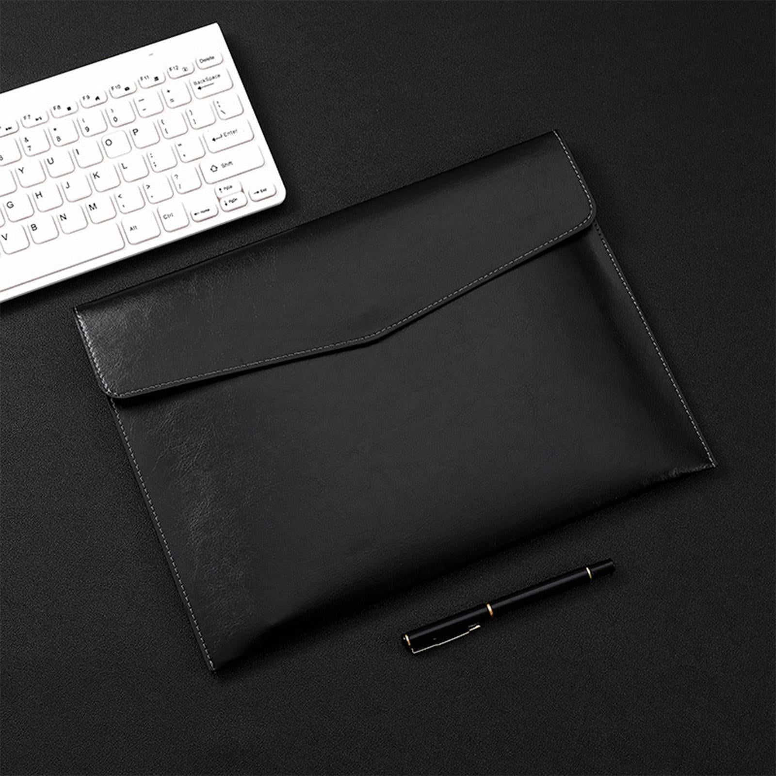 PU Leather Folder Portable Expanding File Organizer for Home Teaching Family Black