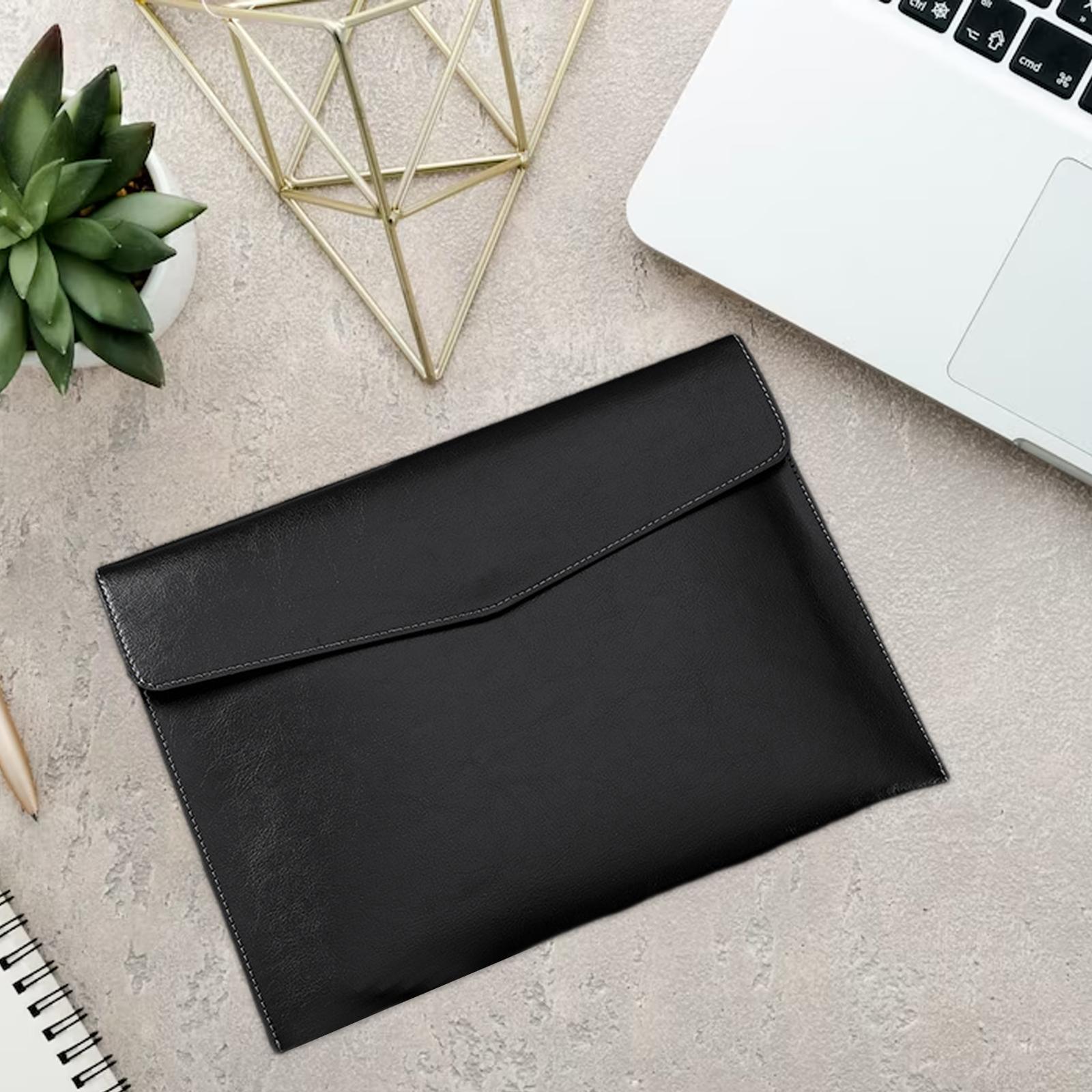 PU Leather Folder Portable Expanding File Organizer for Home Teaching Family Black
