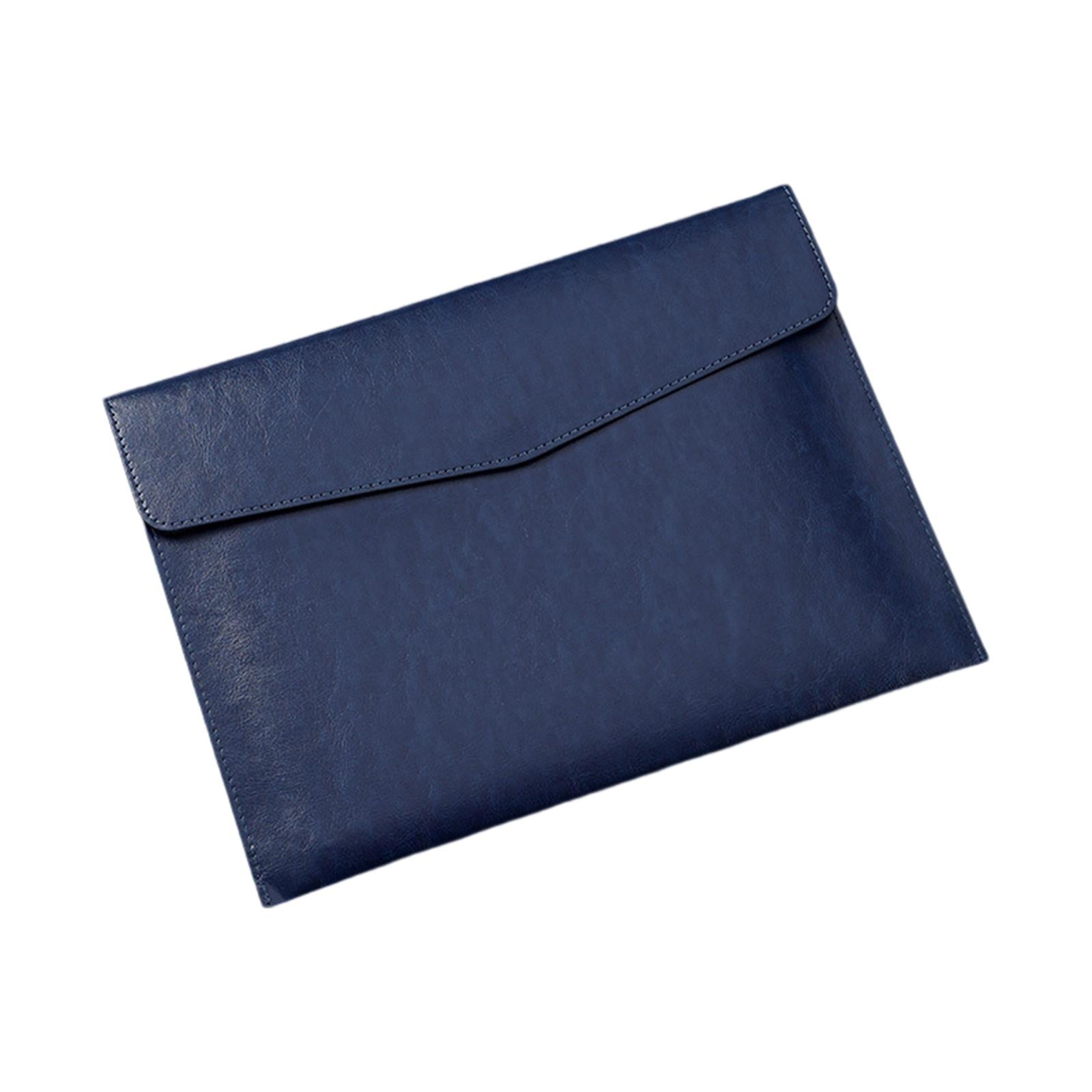 PU Leather Folder Portable Expanding File Organizer for Home Teaching Family Blue