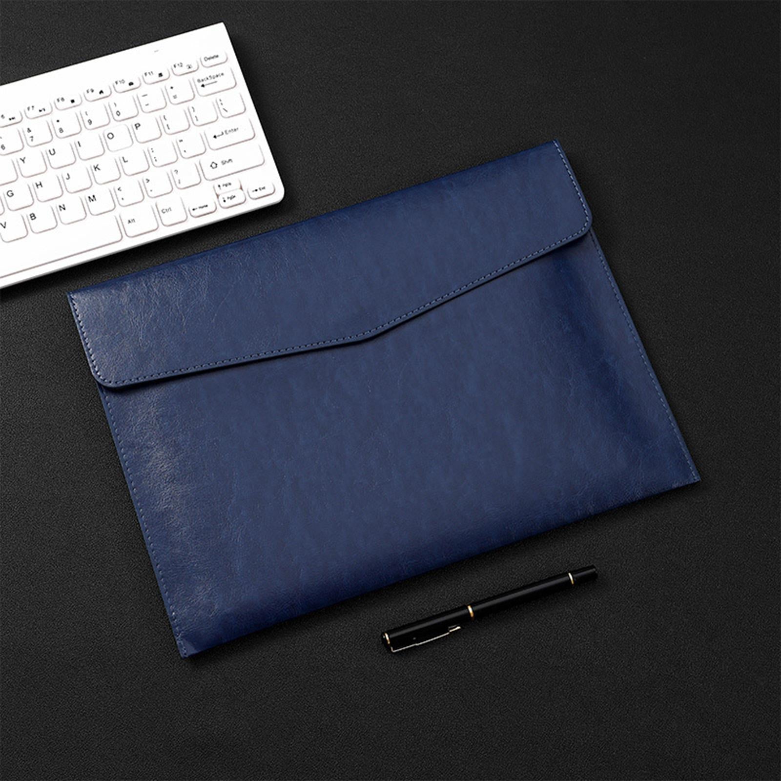 PU Leather Folder Portable Expanding File Organizer for Home Teaching Family Blue