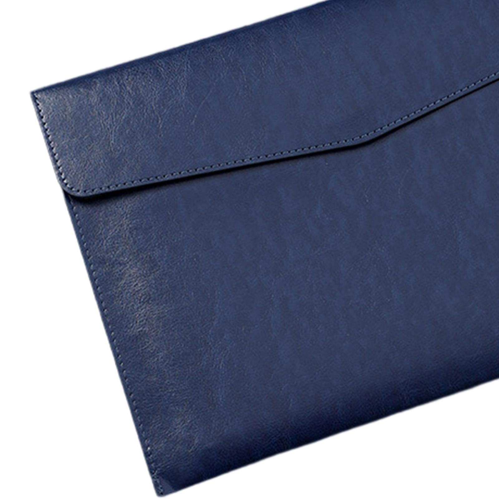 PU Leather Folder Portable Expanding File Organizer for Home Teaching Family Blue