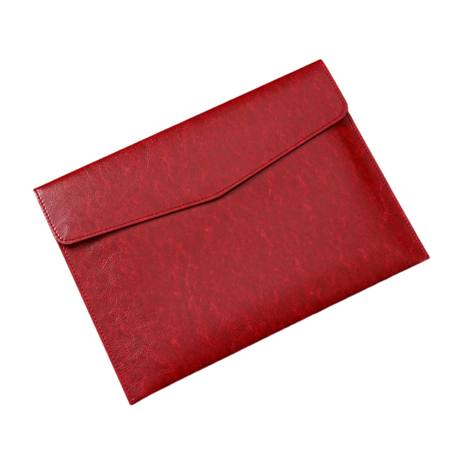 PU Leather Folder Portable Expanding File Organizer for Home Teaching Family Red