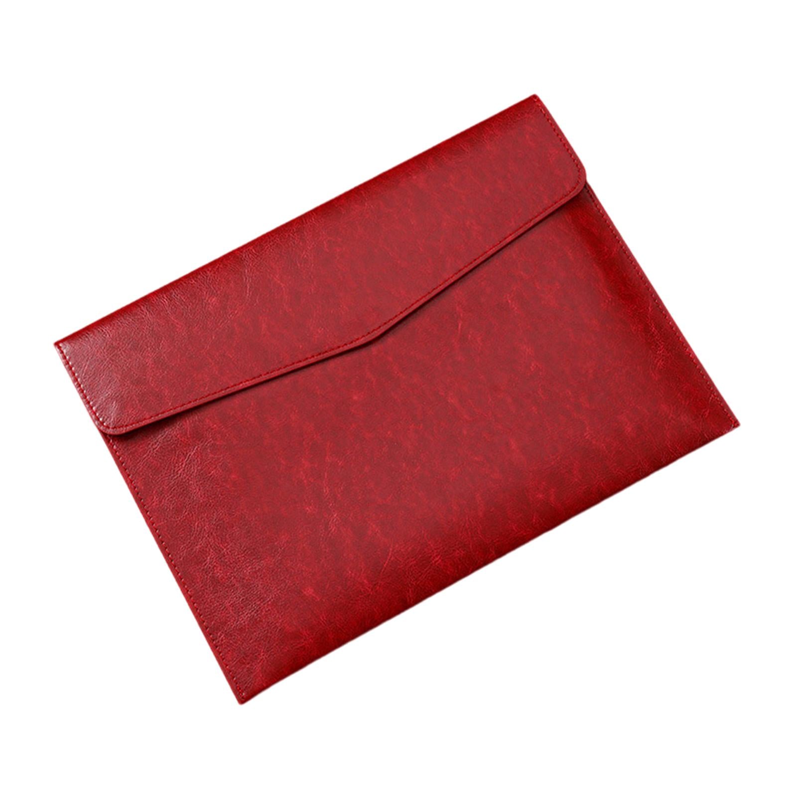 PU Leather Folder Portable Expanding File Organizer for Home Teaching Family Red