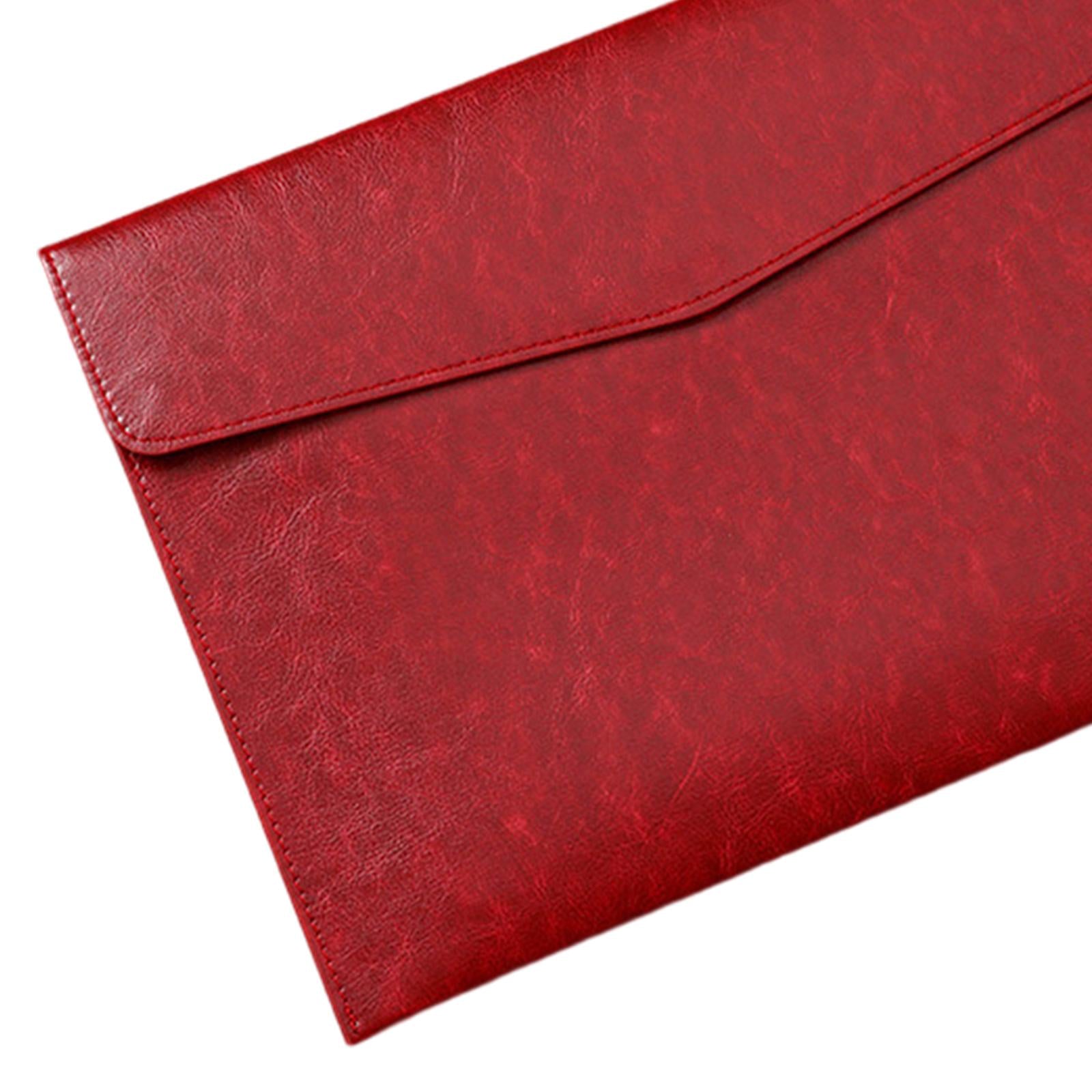 PU Leather Folder Portable Expanding File Organizer for Home Teaching Family Red