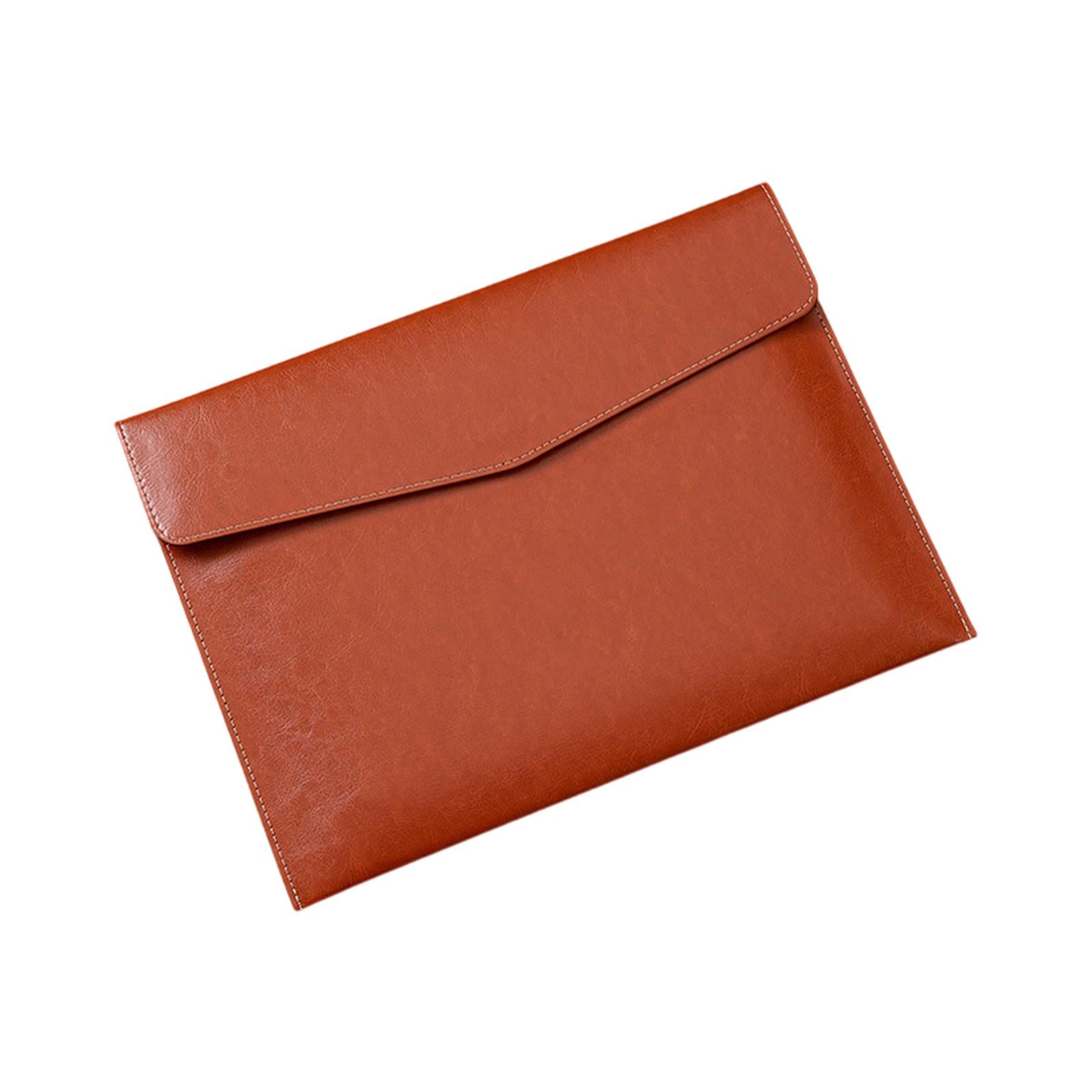 PU Leather Folder Portable Expanding File Organizer for Home Teaching Family Brown