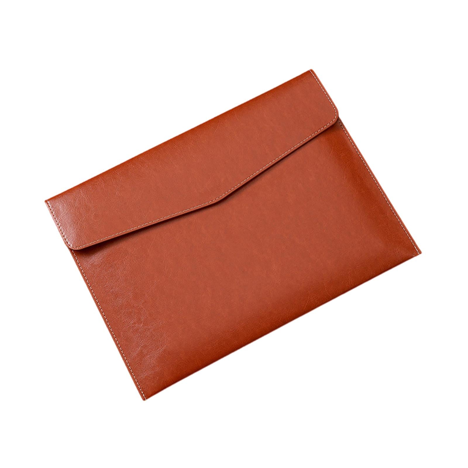 PU Leather Folder Portable Expanding File Organizer for Home Teaching Family Brown