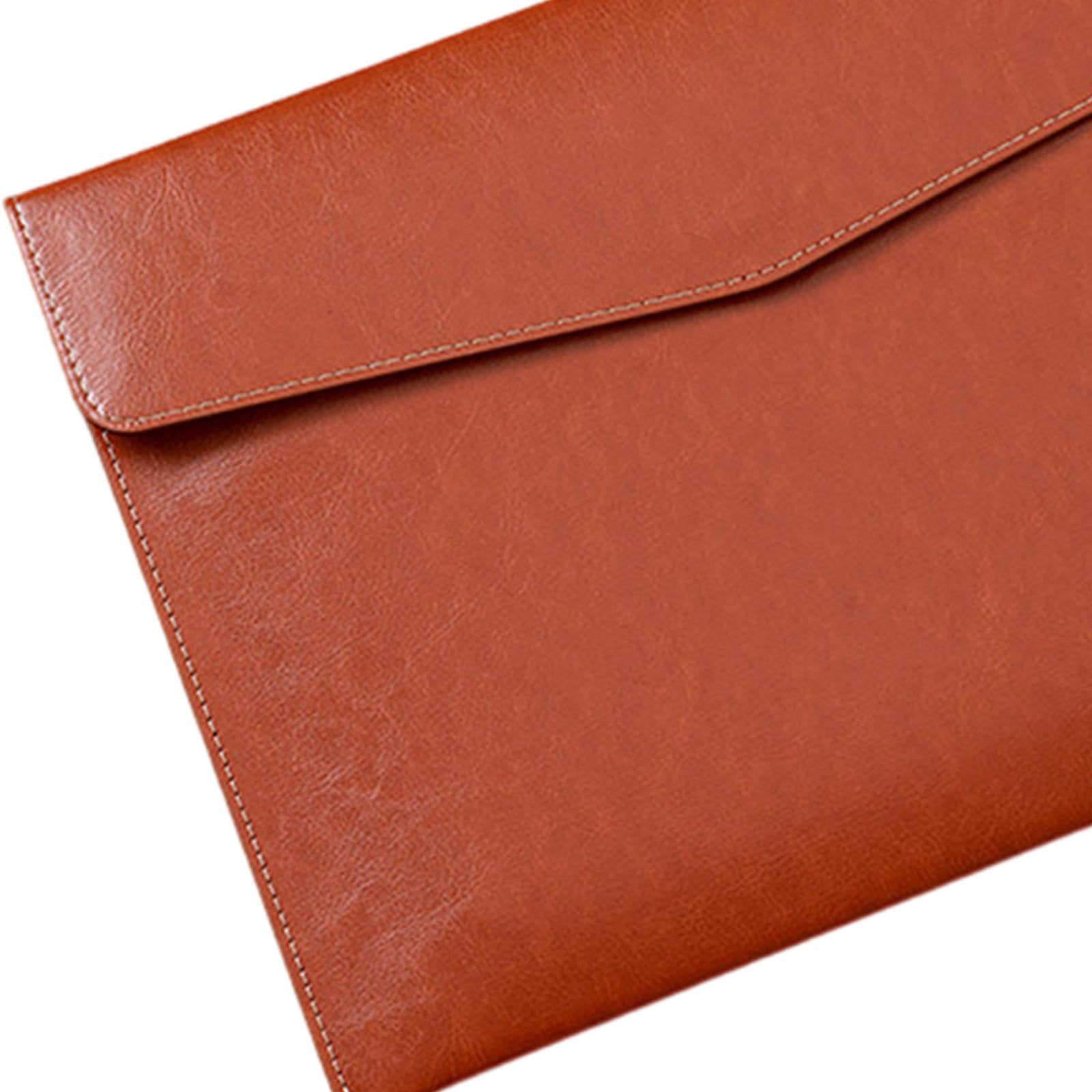 PU Leather Folder Portable Expanding File Organizer for Home Teaching Family Brown
