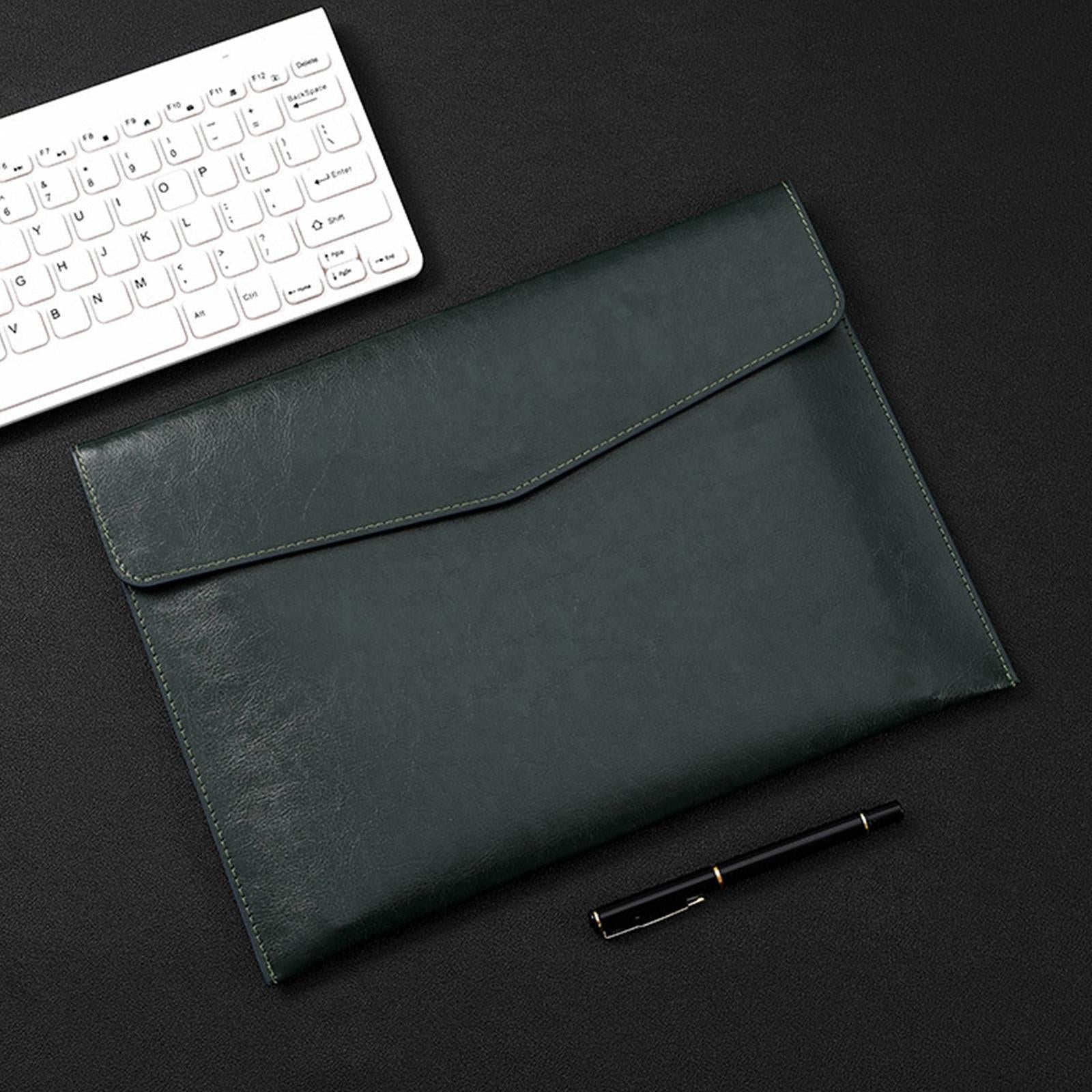 PU Leather Folder Portable Expanding File Organizer for Home Teaching Family Navy blue