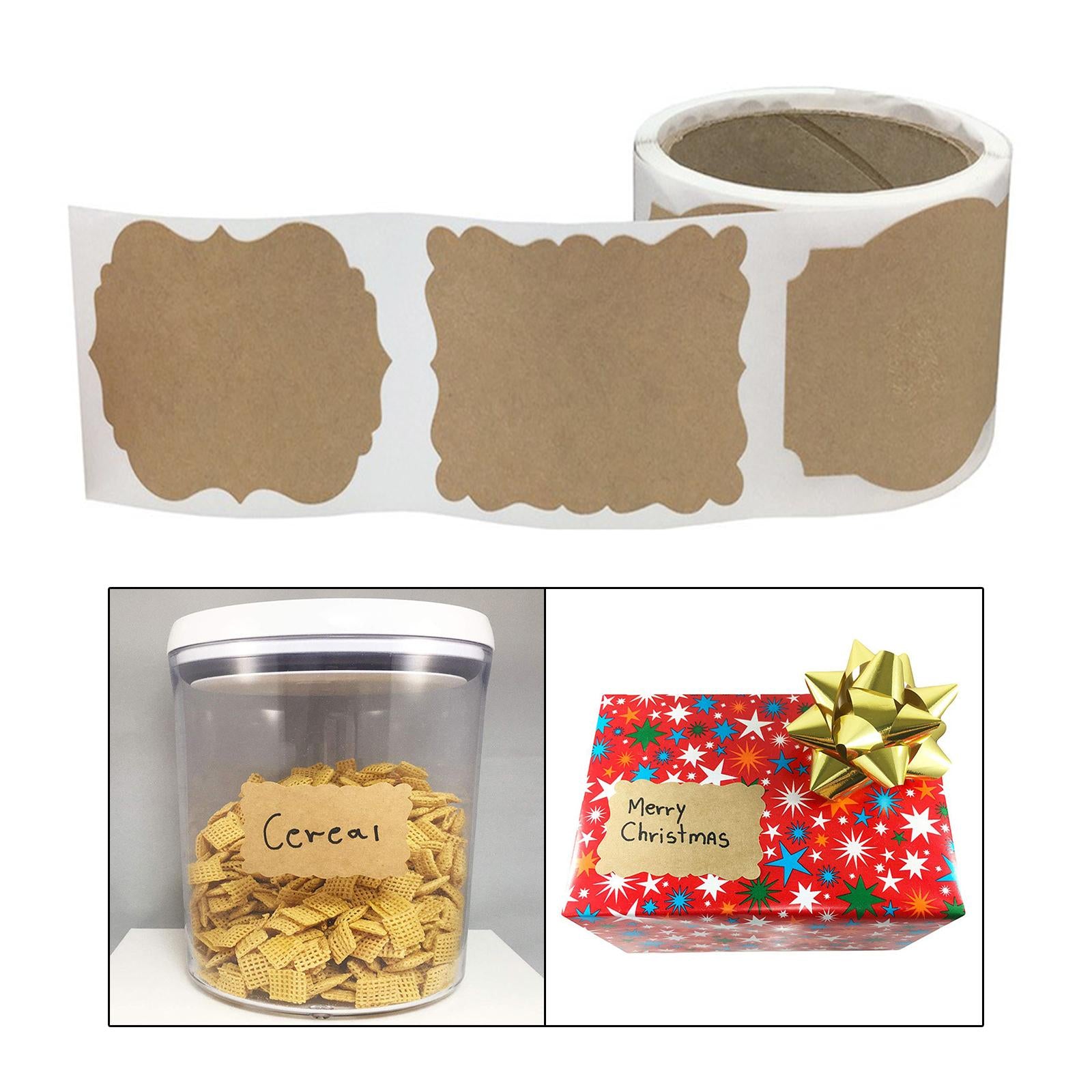 300x Kraft Stickers DIY Label Sticker for Food Craft Spice Bottle Mason Jars