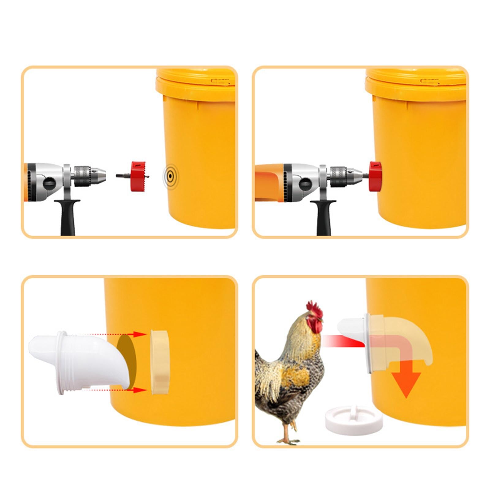 6 Pieces Automatic Poultry Feeder Reusable No Waste for Chicken Barrels Bins White