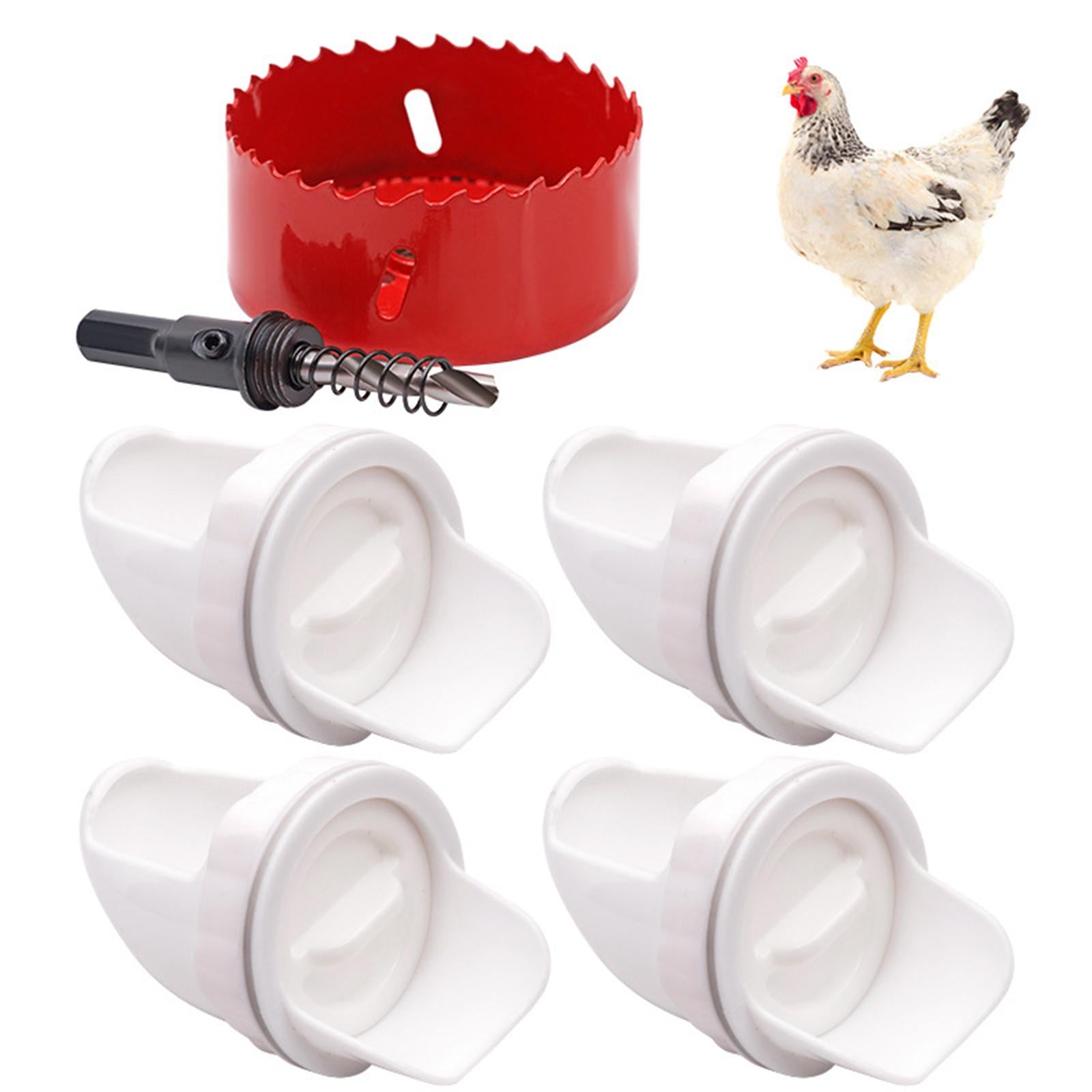 6 Pieces Automatic Poultry Feeder Reusable No Waste for Chicken Barrels Bins White