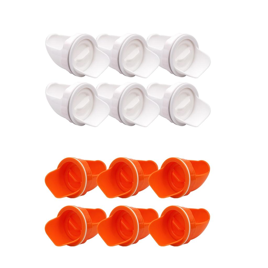 6 Pieces Automatic Poultry Feeder Reusable No Waste for Chicken Barrels Bins White