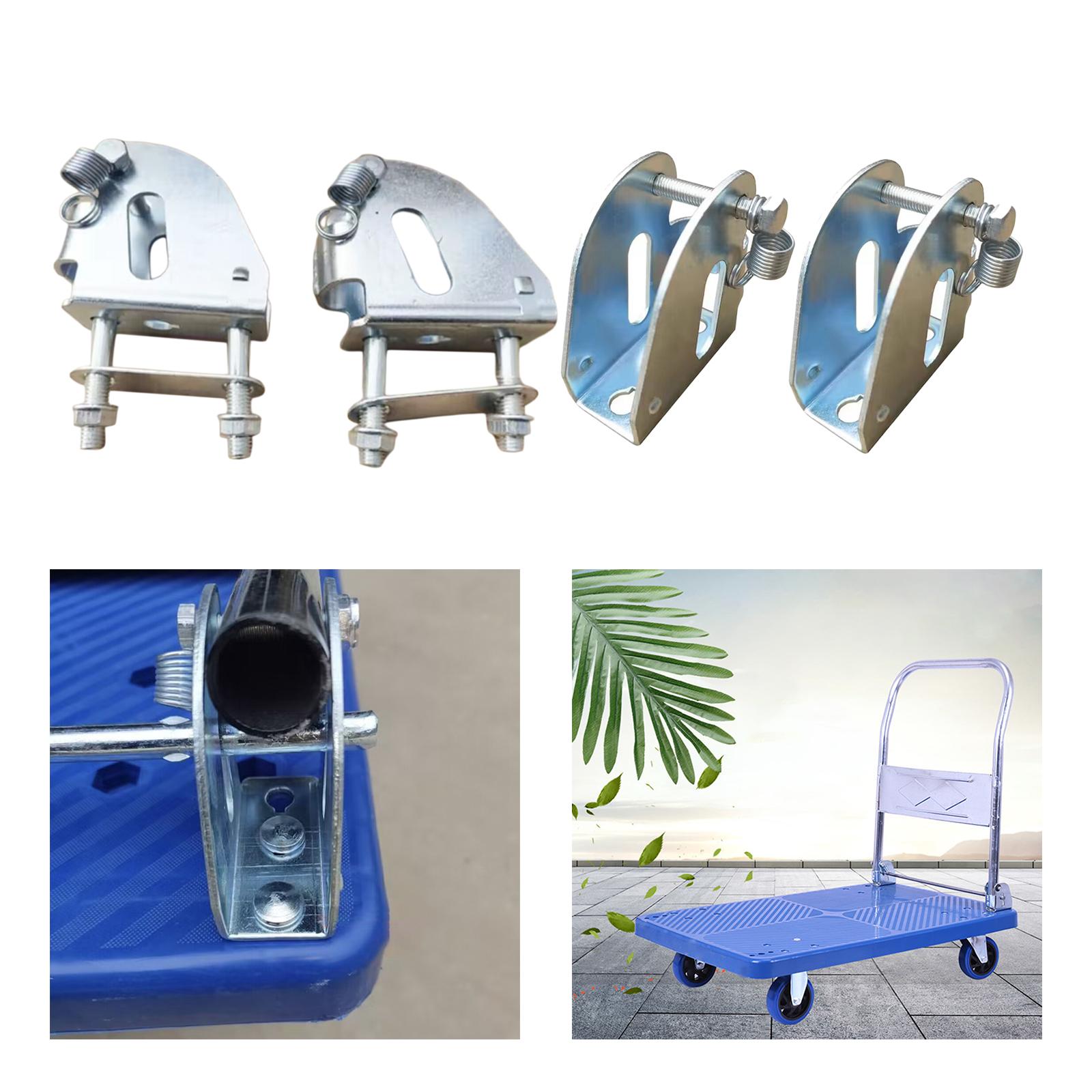 Foldable Push Hand Cart Base Hinge Sturdy for Rolling Trolley Cart Parts Accs Without Screws