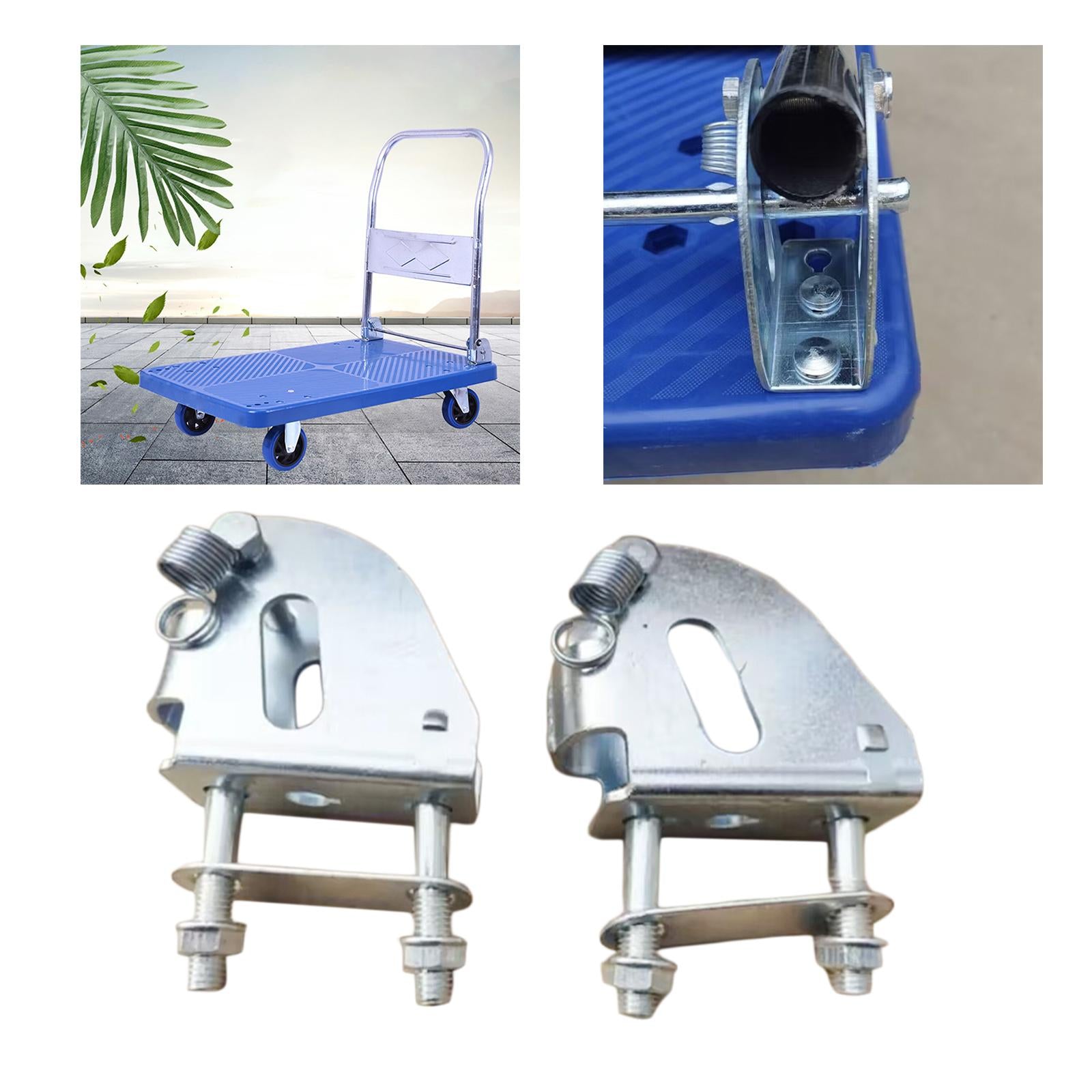 Foldable Push Hand Cart Base Hinge Sturdy for Rolling Trolley Cart Parts Accs With Mounting Screws