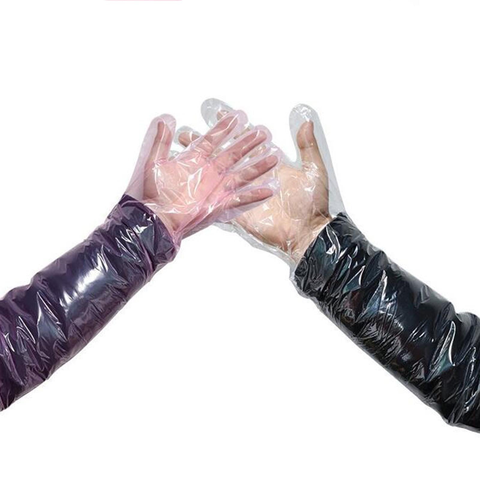 100Pcs Disposable Long Arm Gloves Vet Glove for Fishing Pet Care Beauty Hair Red