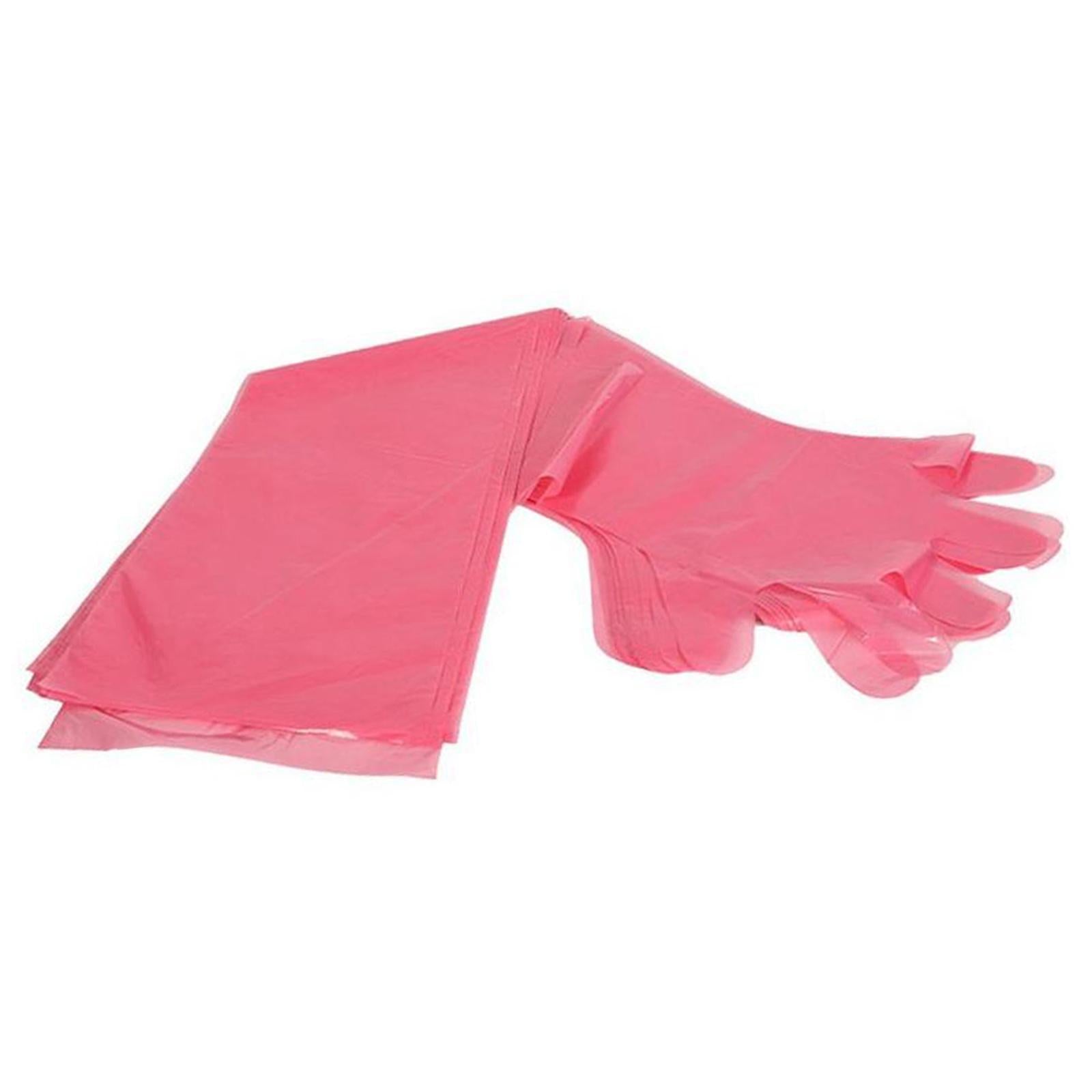 100Pcs Disposable Long Arm Gloves Vet Glove for Fishing Pet Care Beauty Hair White