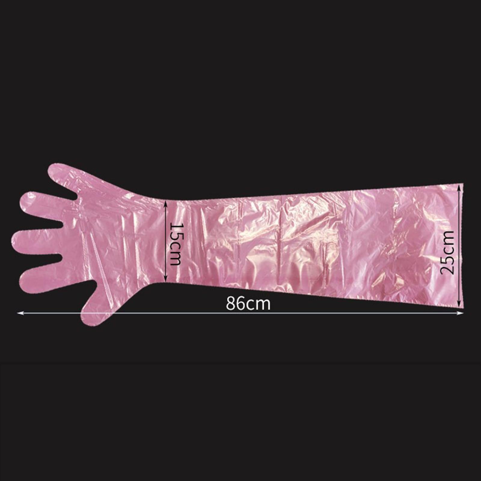 100Pcs Disposable Long Arm Gloves Vet Glove for Fishing Pet Care Beauty Hair White