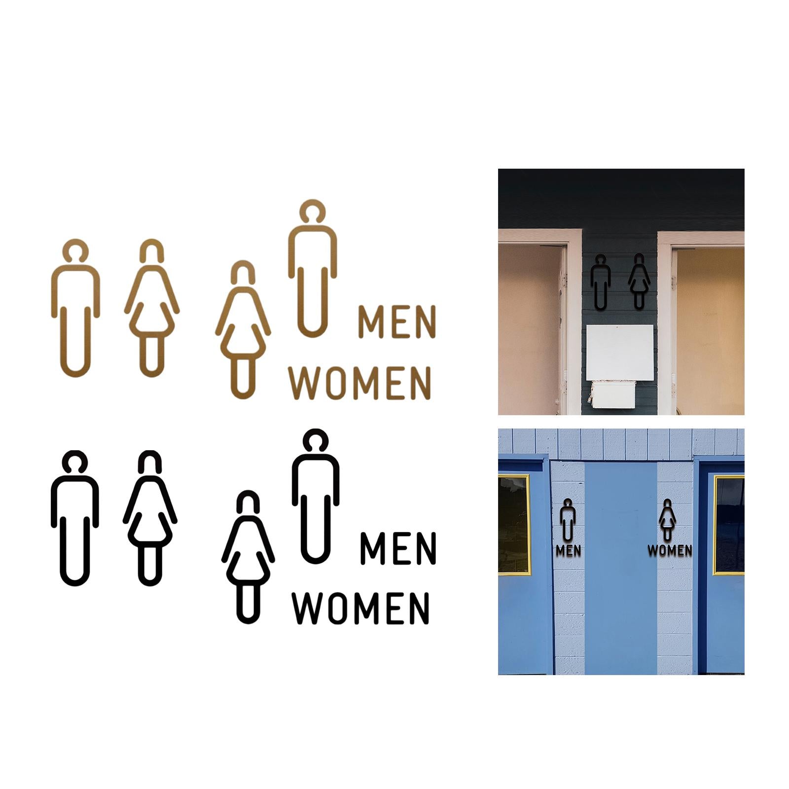 Men Women Toilet Sign Bathroom Sign 3D WC Sign for Store Shopping Mall Hotel A Golden