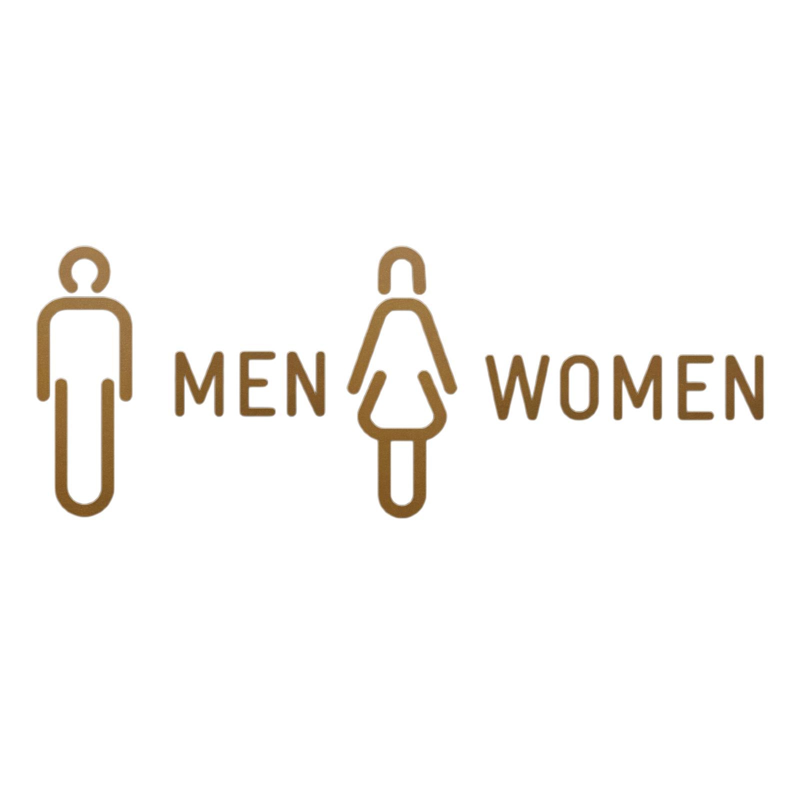 Men Women Toilet Sign Bathroom Sign 3D WC Sign for Store Shopping Mall Hotel B Golden
