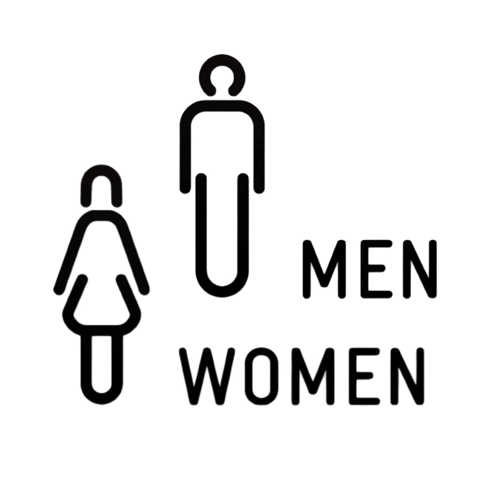 Men Women Toilet Sign Bathroom Sign 3D WC Sign for Store Shopping Mall Hotel B Black